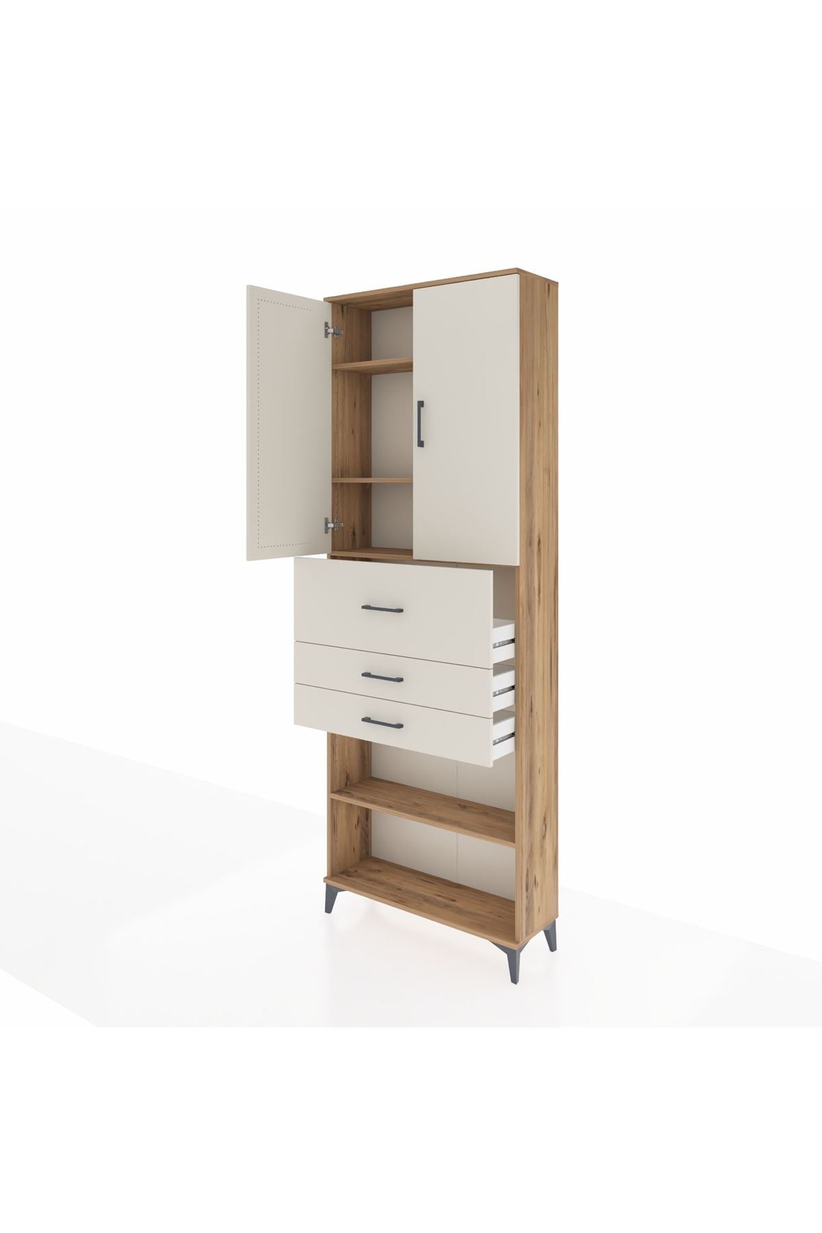 Arges Dolap 4 Raflı 3 Çekmeceli 2 Kapaklı 88x30x243 - S33M115V7A