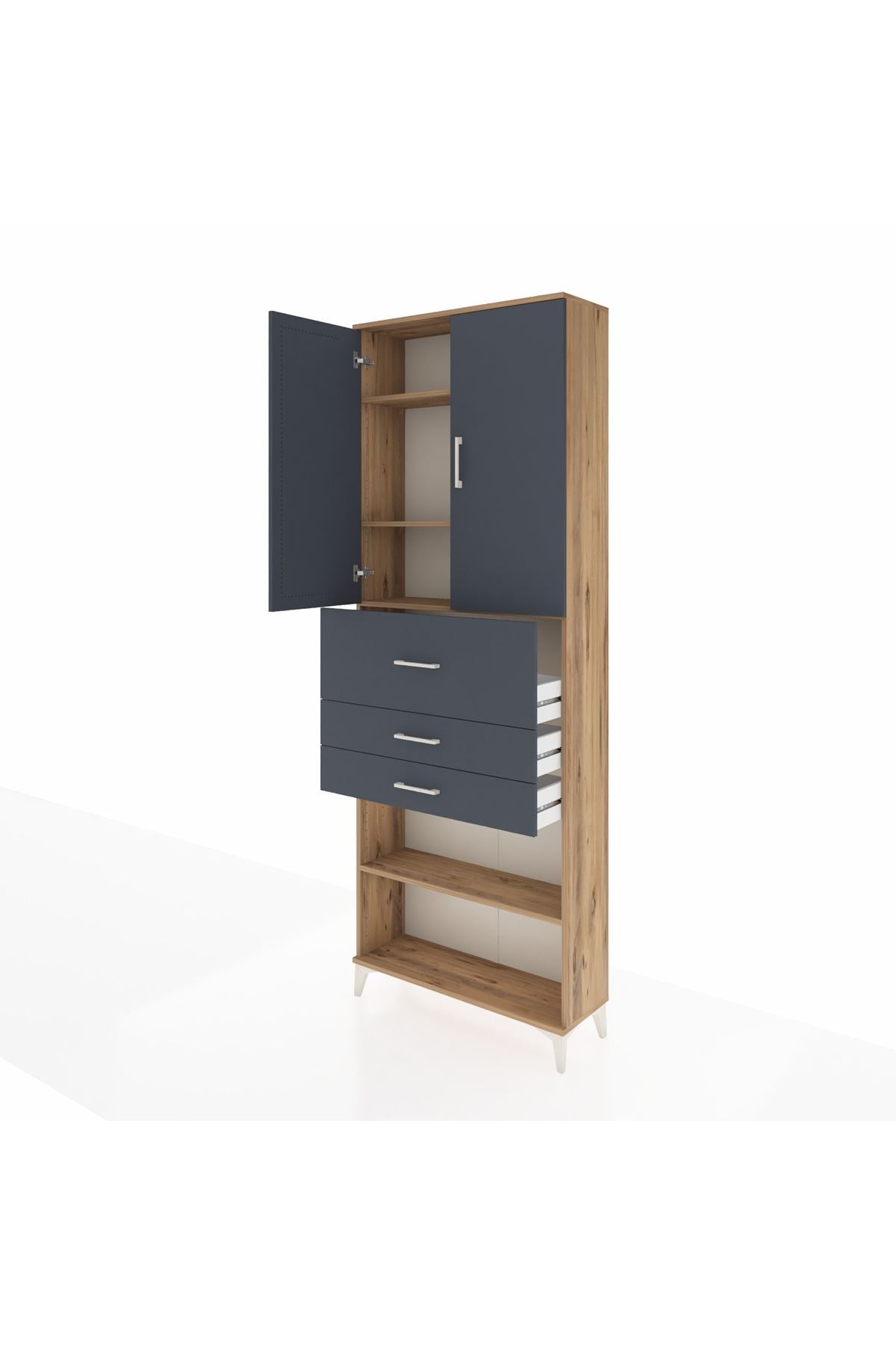 Arges Dolap 4 Raflı 3 Çekmeceli 2 Kapaklı 88x30x243 - S33M115V8A