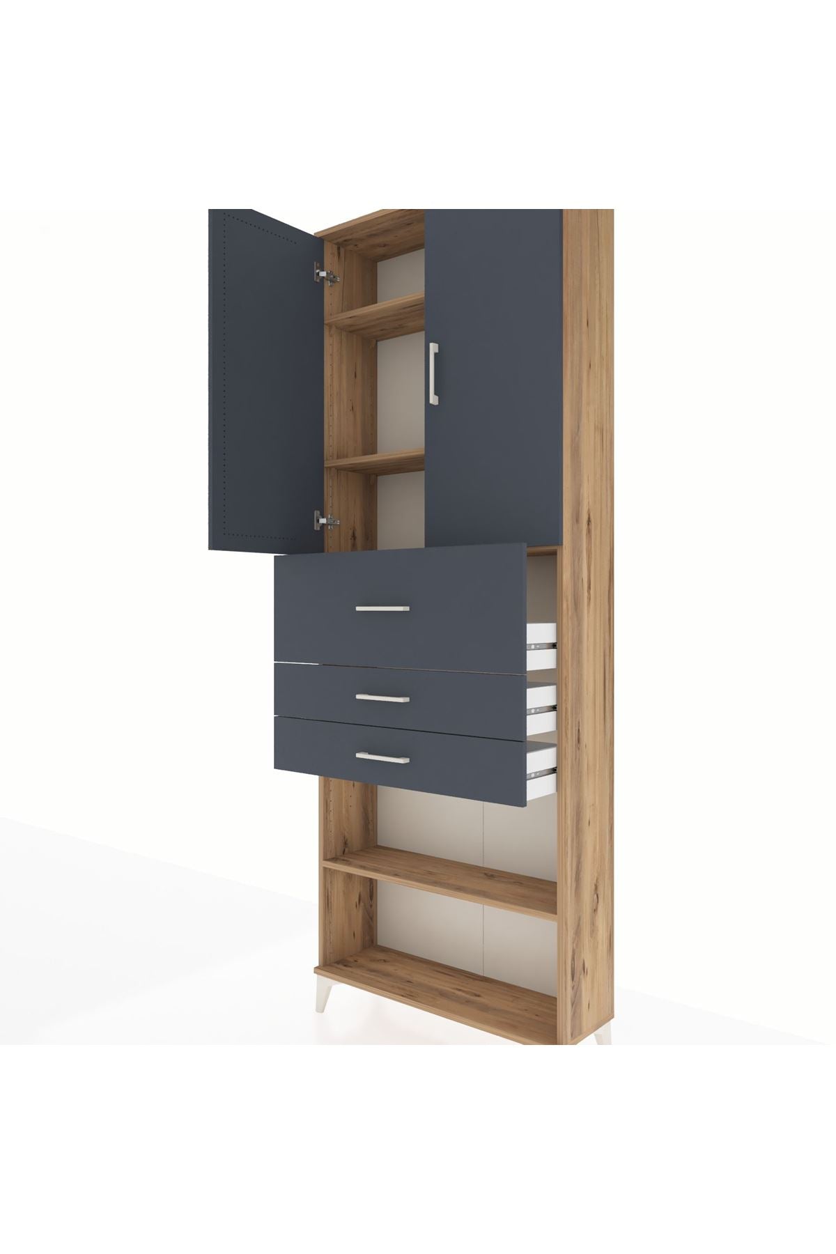 Arges Dolap 4 Raflı 3 Çekmeceli 2 Kapaklı 88x30x243 - S33M115V8A