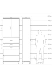 Arges Dolap 4 Raflı 3 Çekmeceli 2 Kapaklı 88x30x243 - S33M115V9A