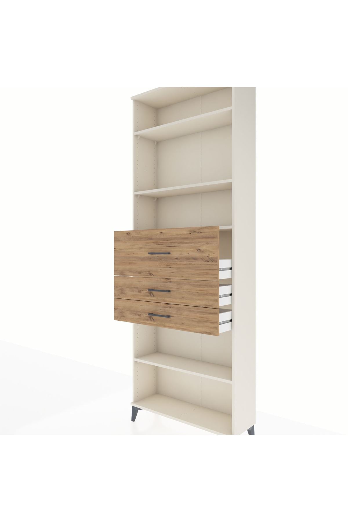 Arges Dolap 4 Raflı 3 Çekmeceli 88x30x243 - S33M116V3A