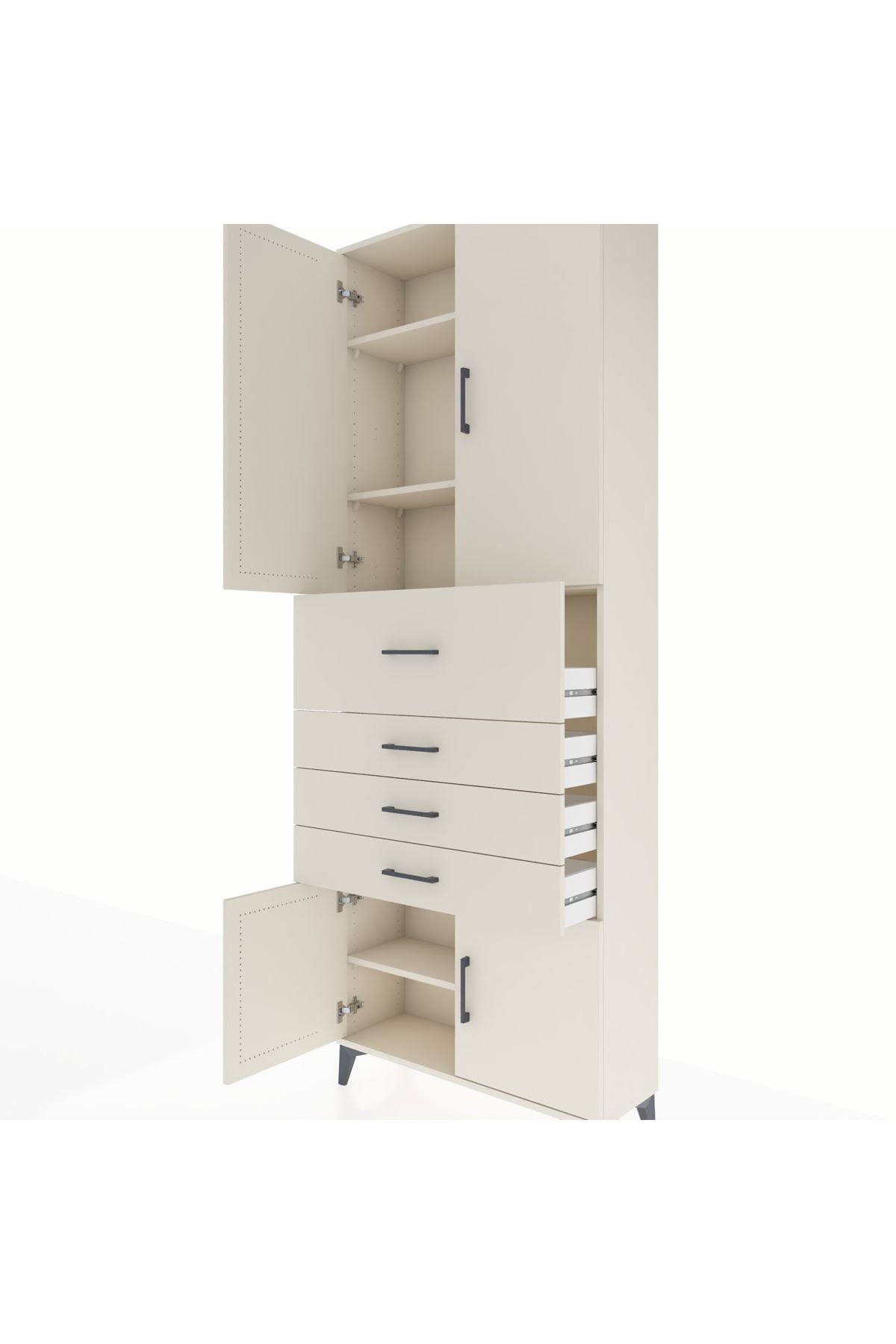 Arges Dolap 4 Raflı 4 Çekmeceli 4 Kapaklı 88x30x243 - S33M117V1A