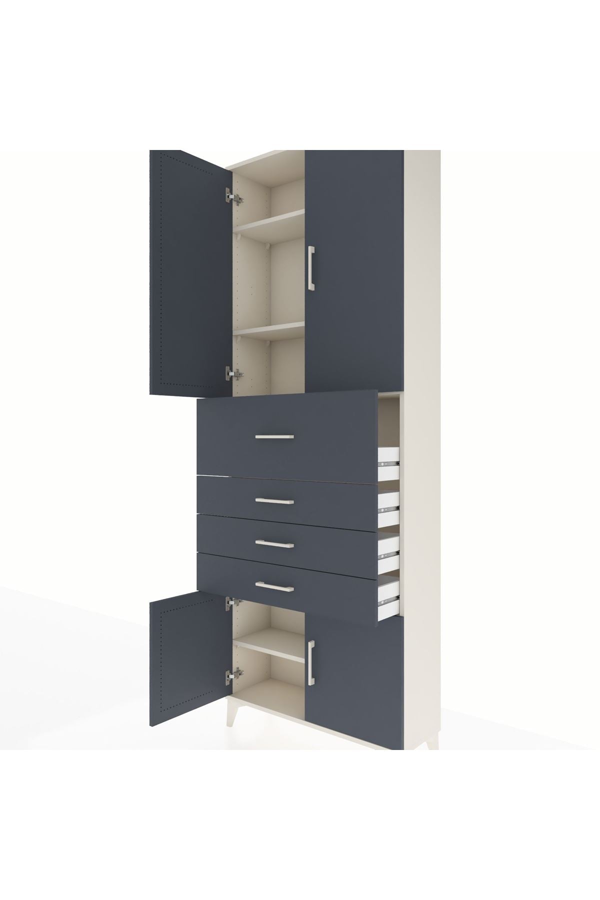 Arges Dolap 4 Raflı 4 Çekmeceli 4 Kapaklı 88x30x243 - S33M117V2A