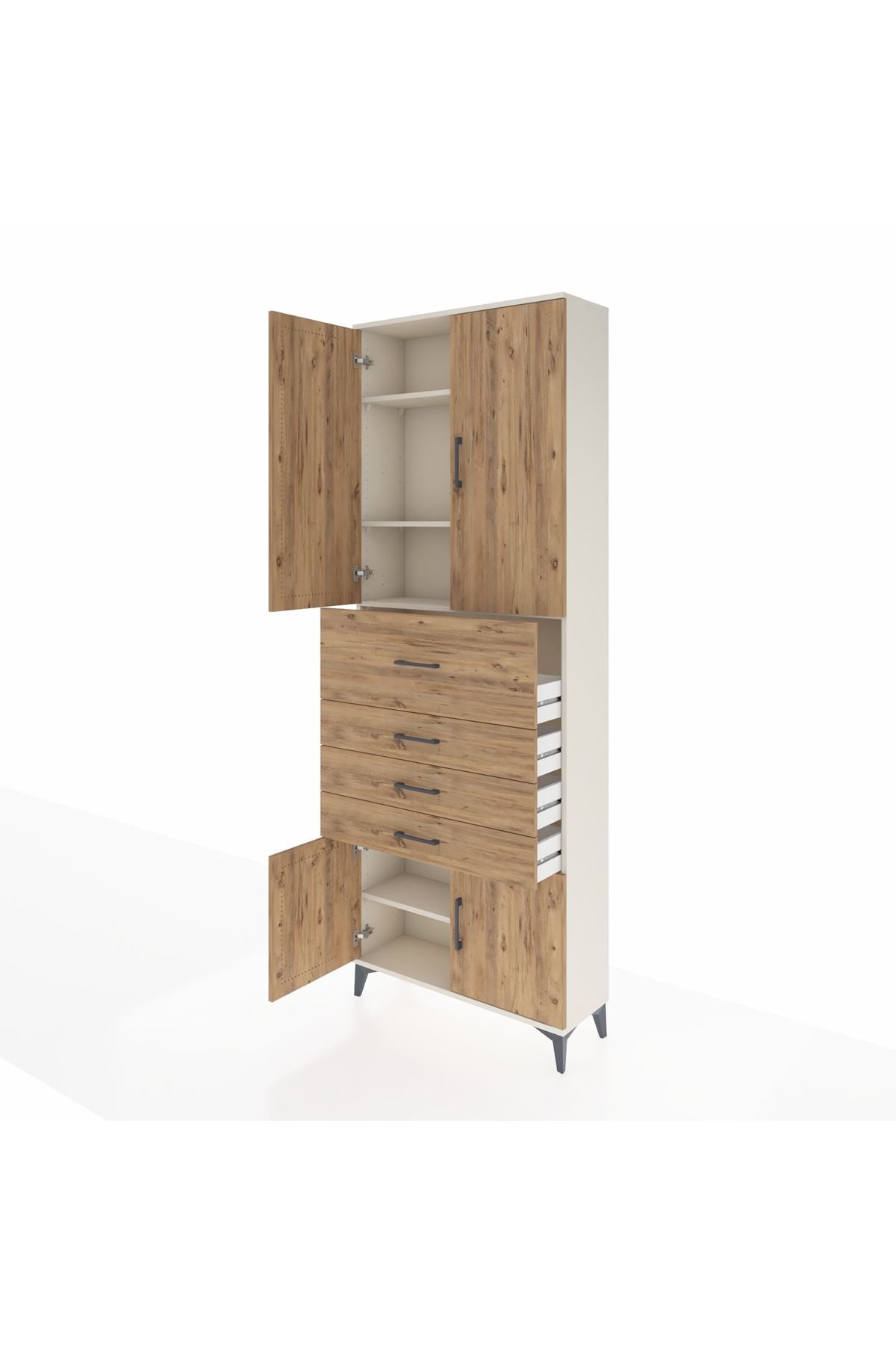 Arges Dolap 4 Raflı 4 Çekmeceli 4 Kapaklı 88x30x243 - S33M117V3A