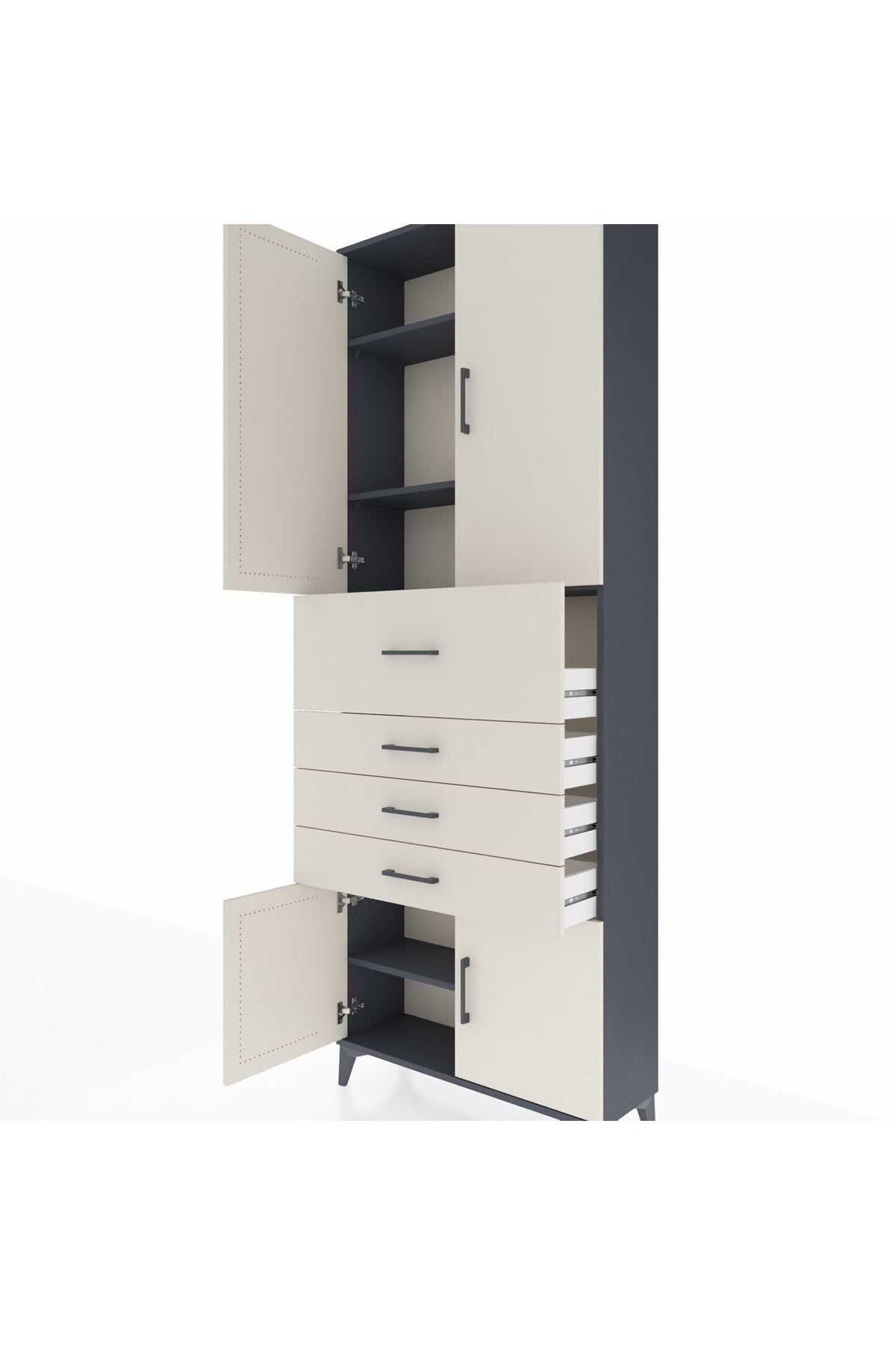 Arges Dolap 4 Raflı 4 Çekmeceli 4 Kapaklı 88x30x243 - S33M117V4A