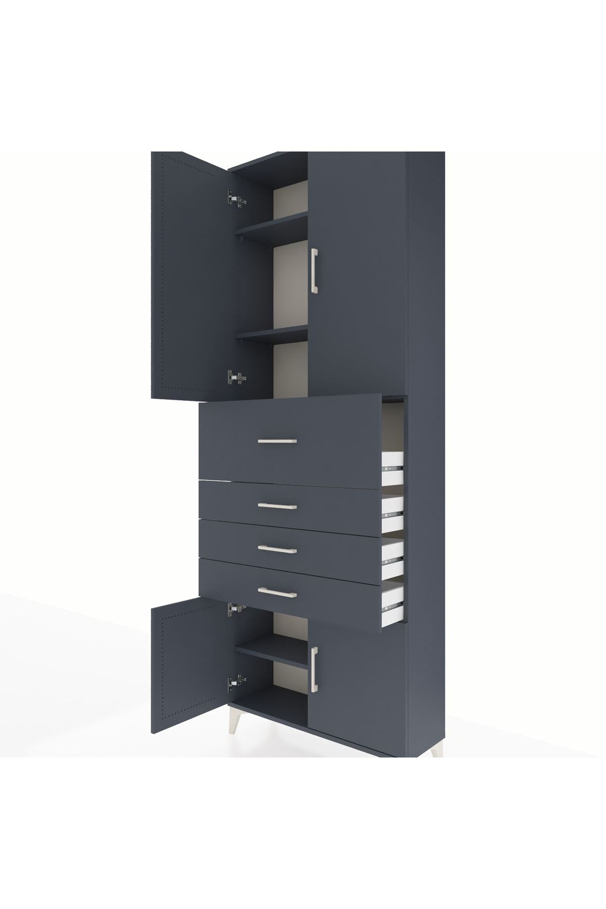 Arges Dolap 4 Raflı 4 Çekmeceli 4 Kapaklı 88x30x243 - S33M117V5A