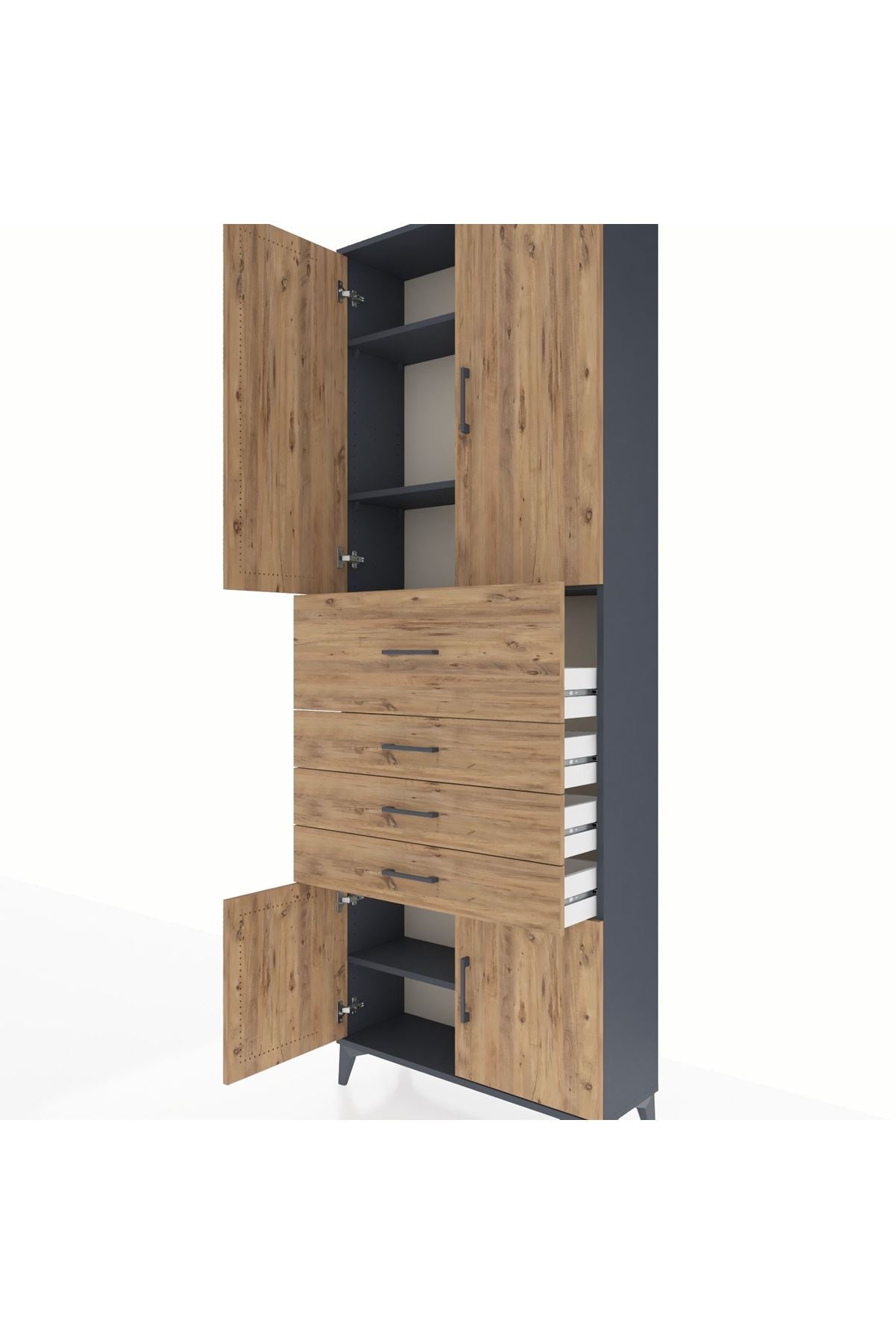 Arges Dolap 4 Raflı 4 Çekmeceli 4 Kapaklı 88x30x243 - S33M117V6A