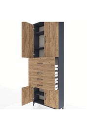 Arges Dolap 4 Raflı 4 Çekmeceli 4 Kapaklı 88x30x243 - S33M117V6A