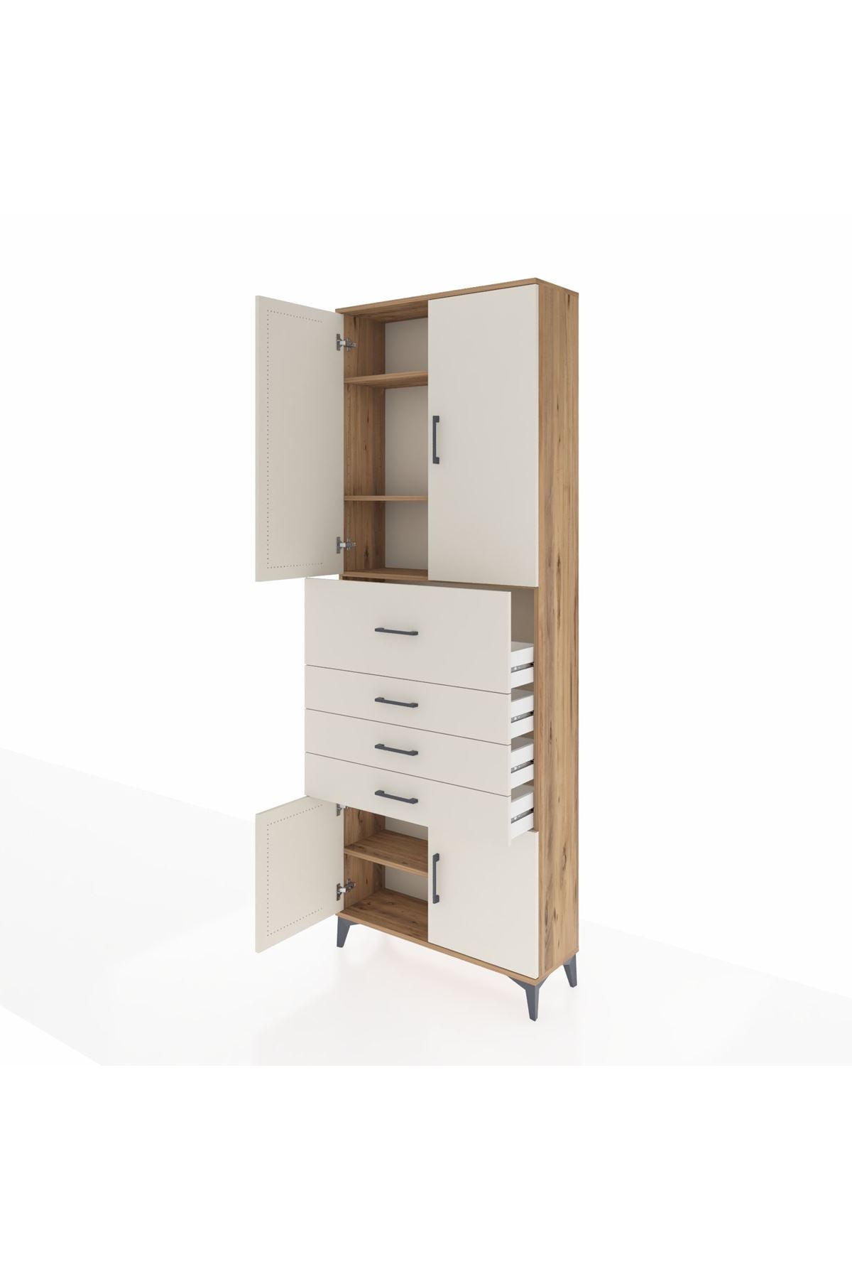 Arges Dolap 4 Raflı 4 Çekmeceli 4 Kapaklı 88x30x243 - S33M117V7A