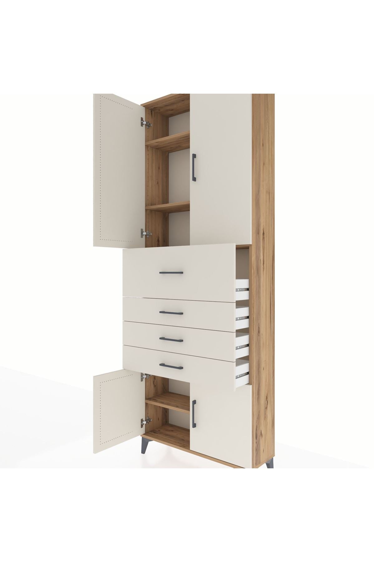 Arges Dolap 4 Raflı 4 Çekmeceli 4 Kapaklı 88x30x243 - S33M117V7A