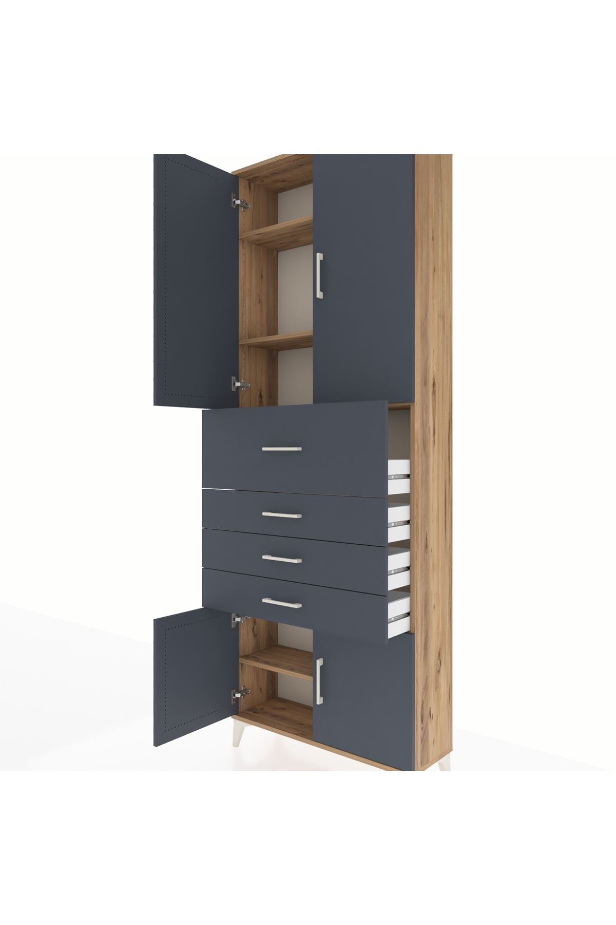 Arges Dolap 4 Raflı 4 Çekmeceli 4 Kapaklı 88x30x243 - S33M117V8A