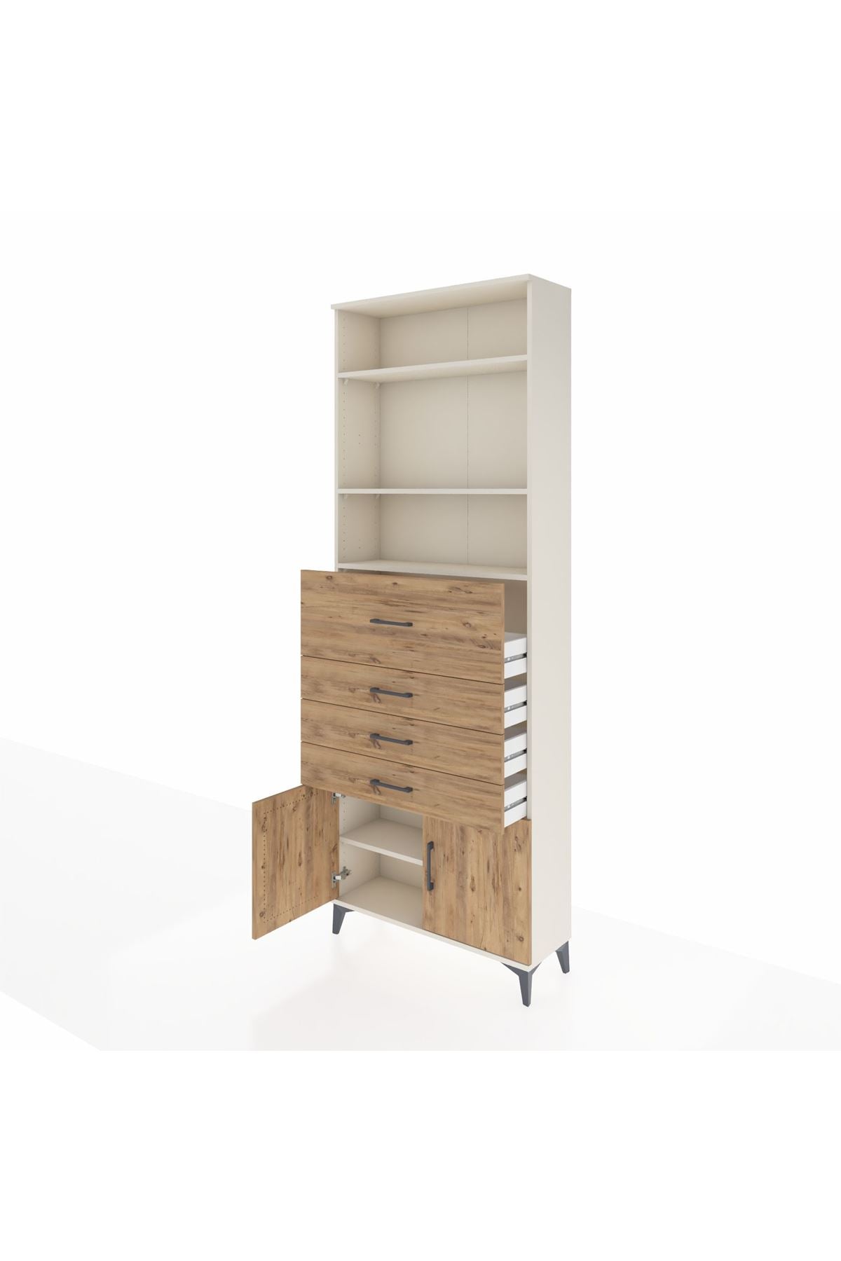 Arges Dolap 4 Raflı 4 Çekmeceli 2 Kapaklı 88x30x243 - S33M118V3A