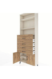 Arges Dolap 4 Raflı 4 Çekmeceli 2 Kapaklı 88x30x243 - S33M118V3A