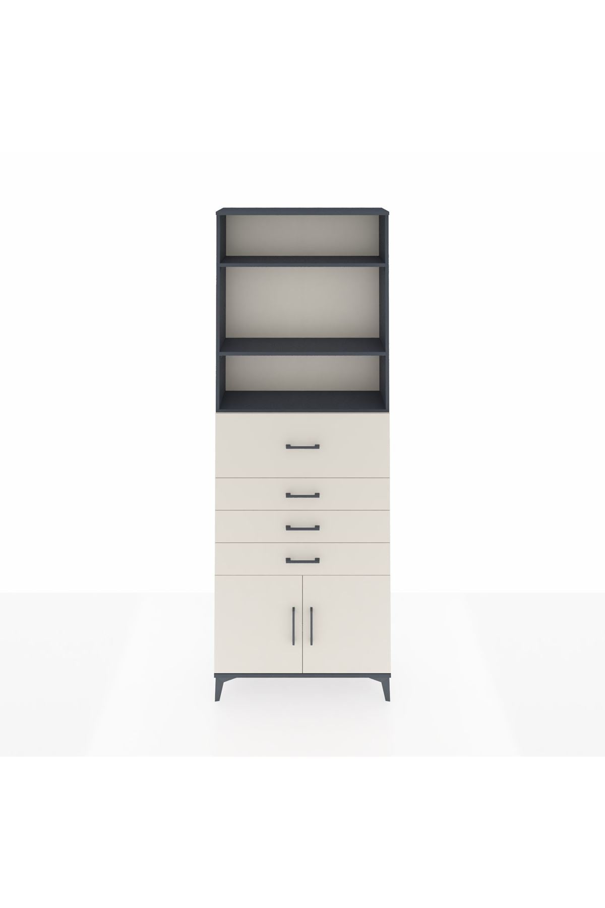 Arges Dolap 4 Raflı 4 Çekmeceli 2 Kapaklı 88x30x243 - S33M118V4A