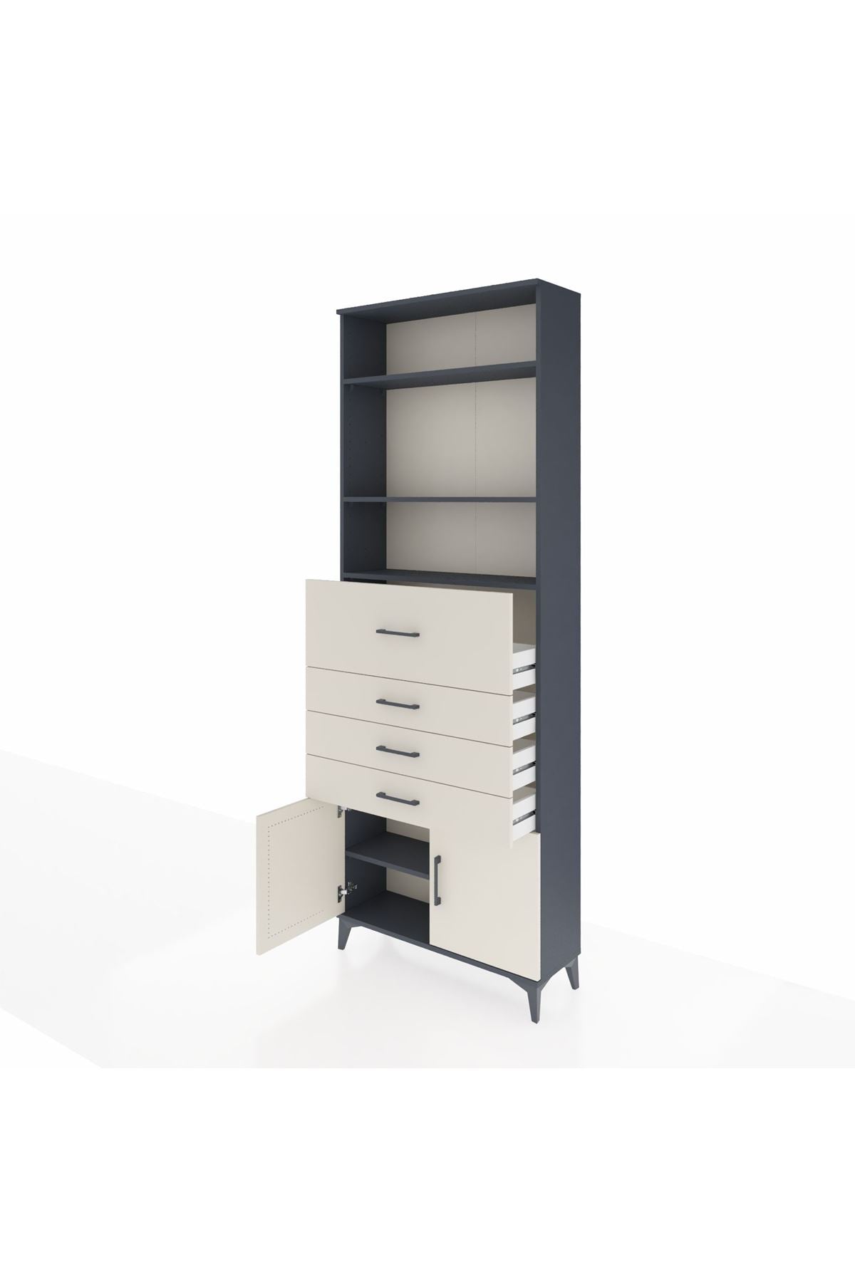 Arges Dolap 4 Raflı 4 Çekmeceli 2 Kapaklı 88x30x243 - S33M118V4A