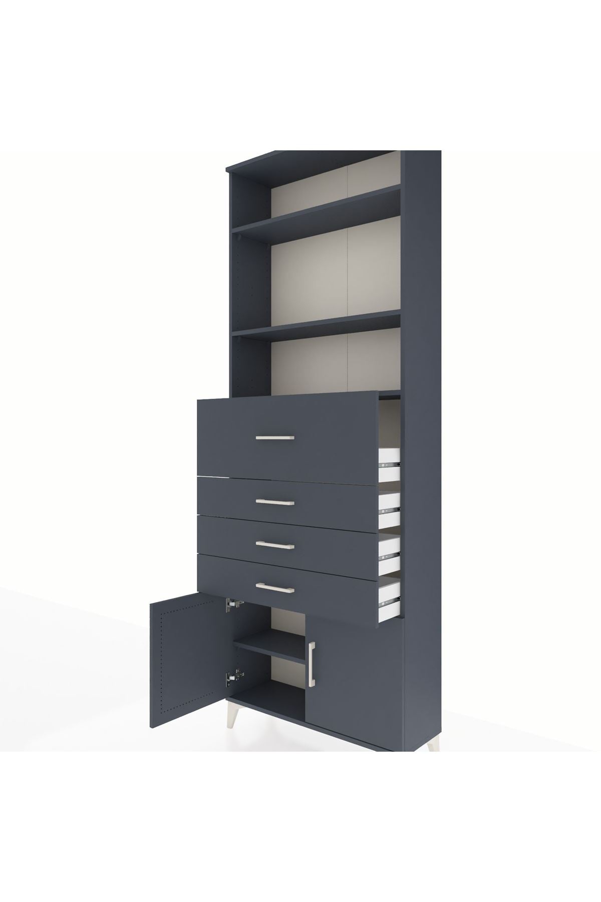 Arges Dolap 4 Raflı 4 Çekmeceli 2 Kapaklı 88x30x243 - S33M118V5A