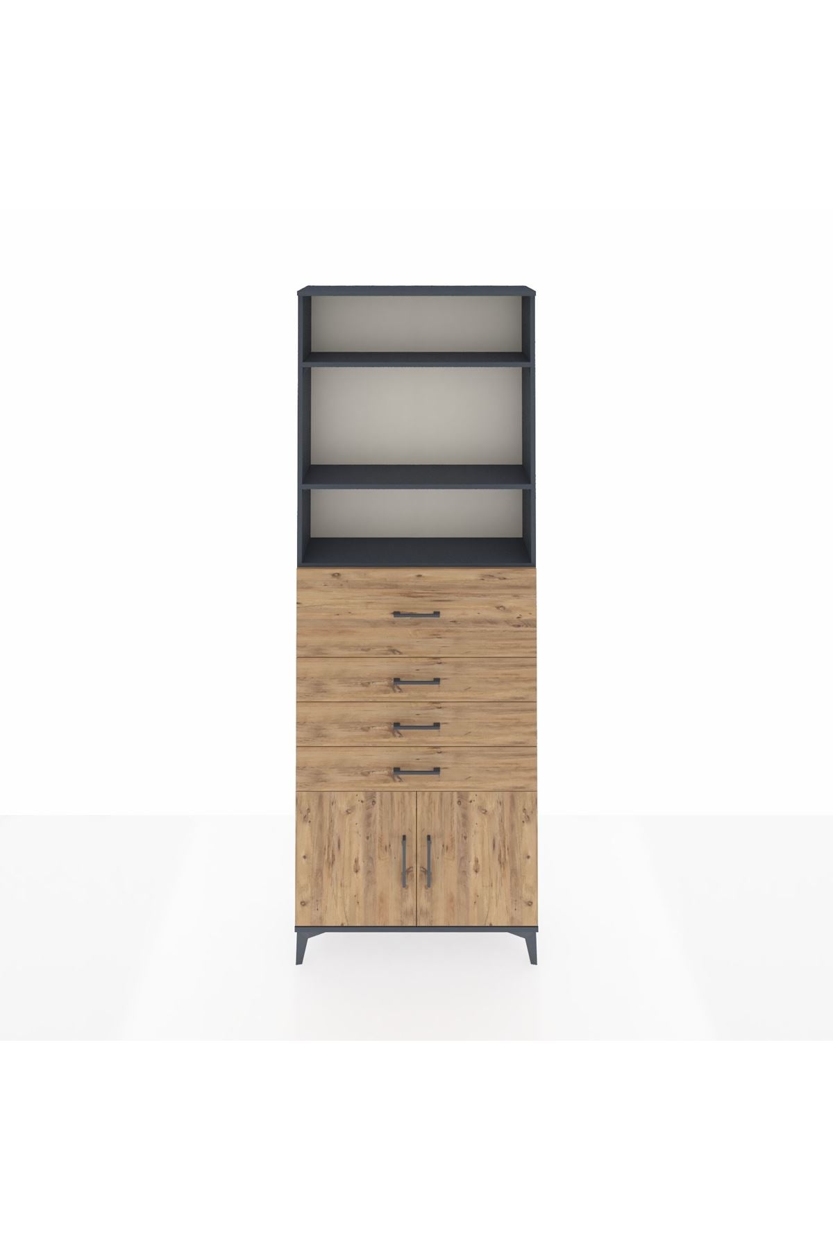 Arges Dolap 4 Raflı 4 Çekmeceli 2 Kapaklı 88x30x243 - S33M118V6A
