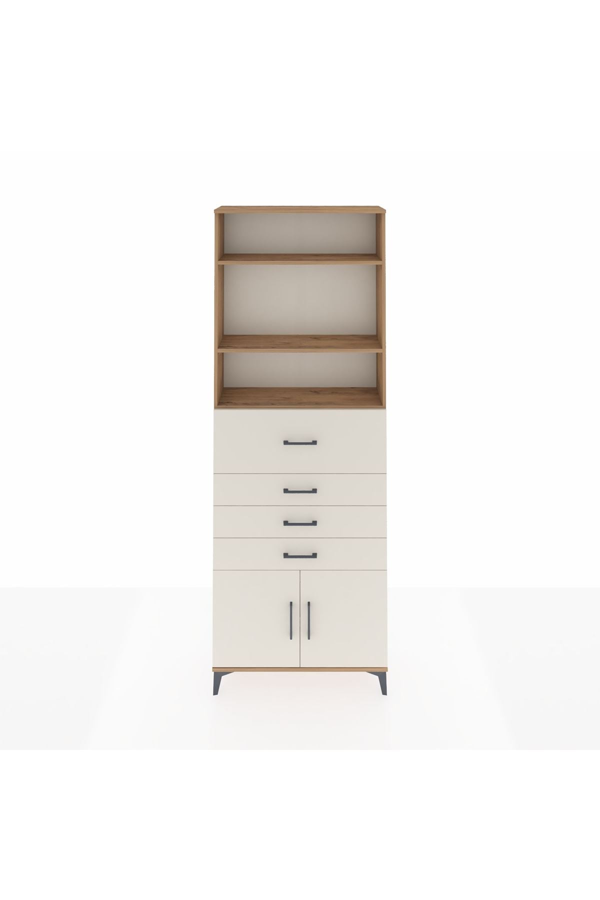 Arges Dolap 4 Raflı 4 Çekmeceli 2 Kapaklı 88x30x243 - S33M118V7A