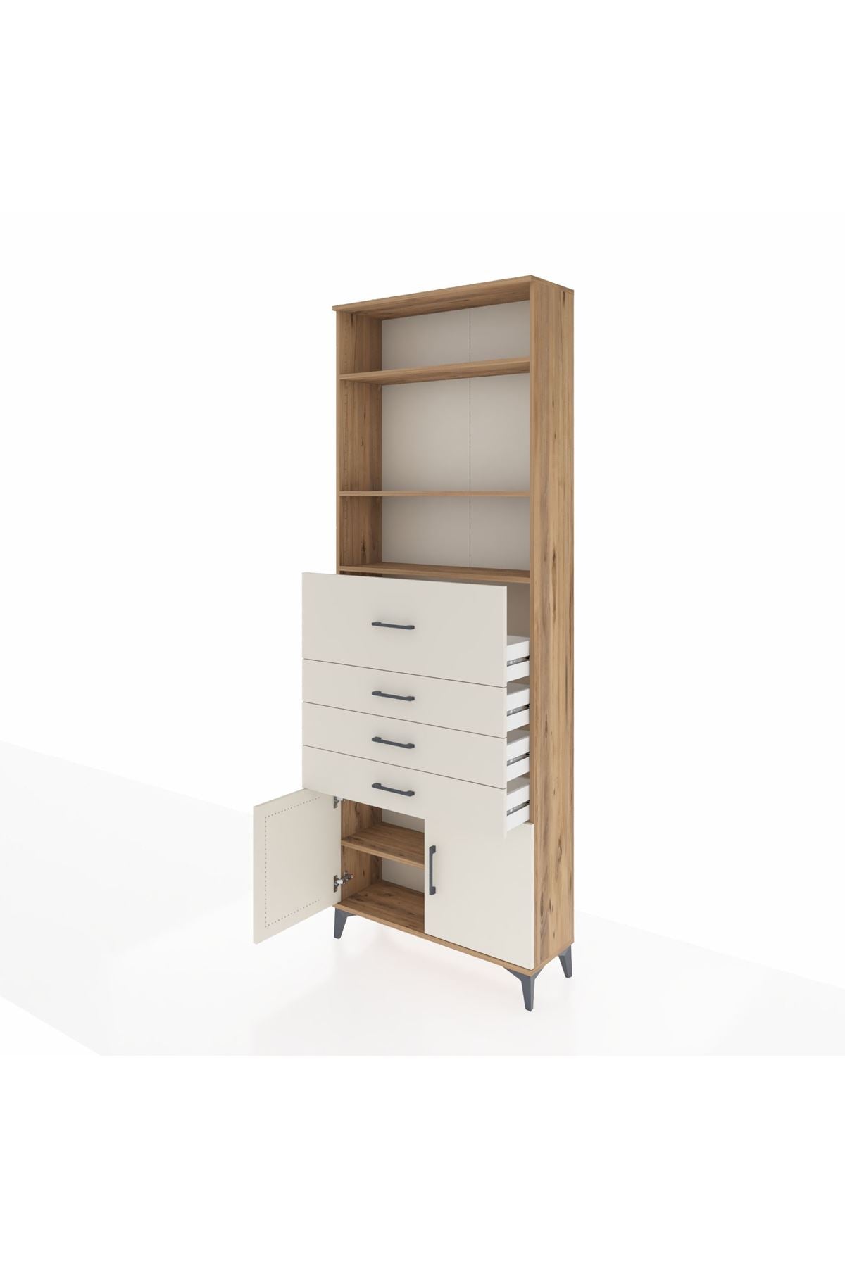 Arges Dolap 4 Raflı 4 Çekmeceli 2 Kapaklı 88x30x243 - S33M118V7A