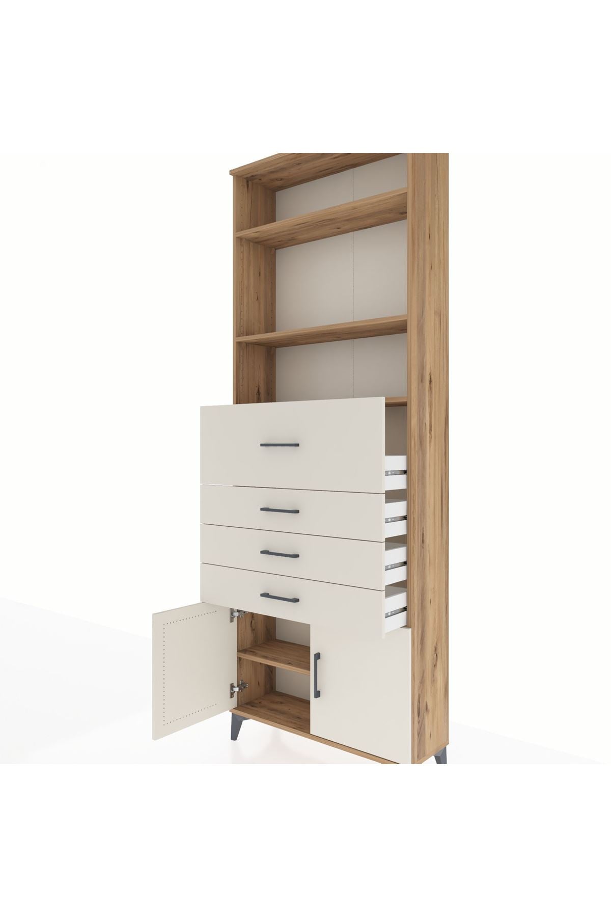 Arges Dolap 4 Raflı 4 Çekmeceli 2 Kapaklı 88x30x243 - S33M118V7A