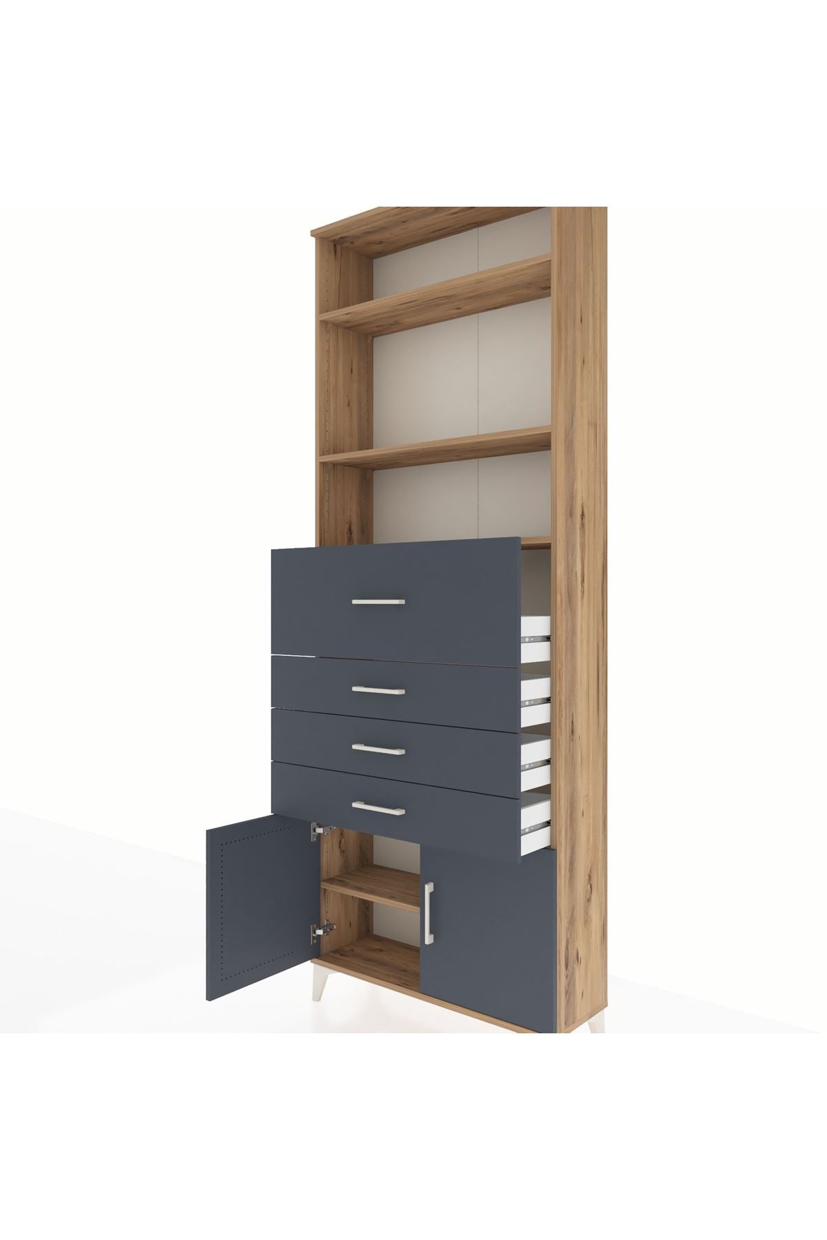 Arges Dolap 4 Raflı 4 Çekmeceli 2 Kapaklı 88x30x243 - S33M118V8A