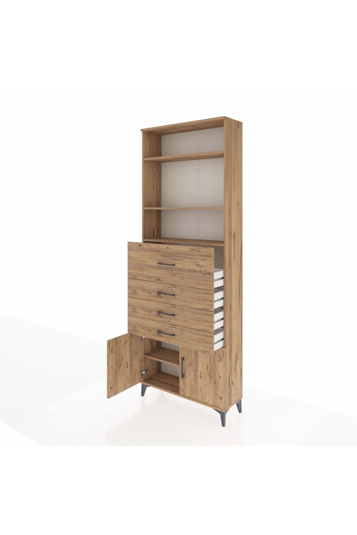 Arges Dolap 4 Raflı 4 Çekmeceli 2 Kapaklı 88x30x243 - S33M118V9A