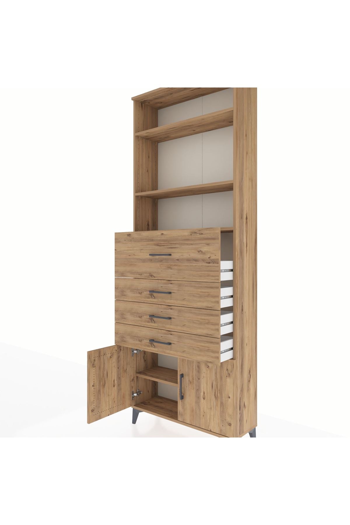 Arges Dolap 4 Raflı 4 Çekmeceli 2 Kapaklı 88x30x243 - S33M118V9A