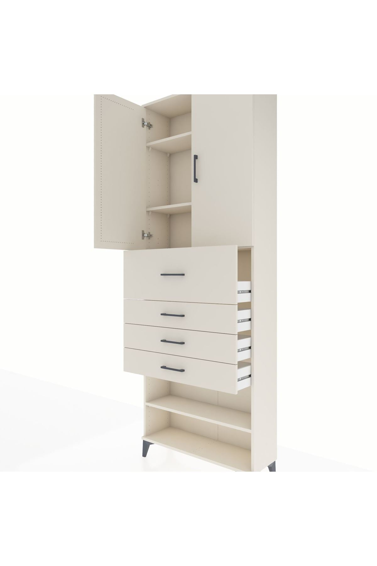 Arges Dolap 4 Raflı 4 Çekmeceli 2 Kapaklı 88x30x243 - S33M119V1A