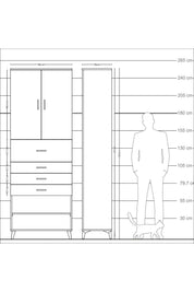 Arges Dolap 4 Raflı 4 Çekmeceli 2 Kapaklı 88x30x243 - S33M119V1A