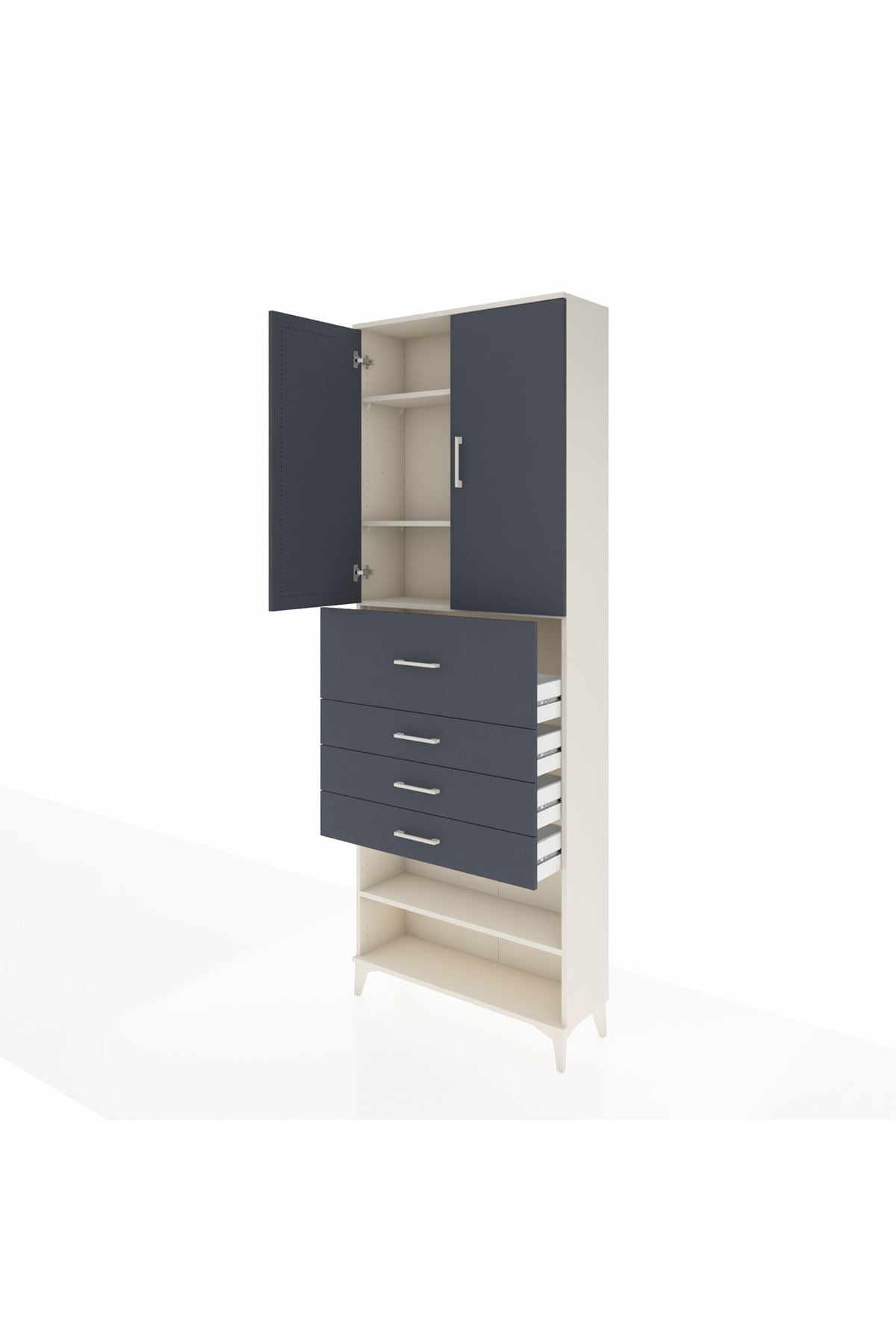 Arges Dolap 4 Raflı 4 Çekmeceli 2 Kapaklı 88x30x243 - S33M119V2A