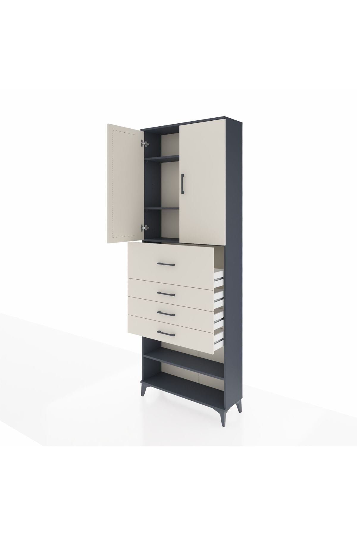 Arges Dolap 4 Raflı 4 Çekmeceli 2 Kapaklı 88x30x243 - S33M119V4A