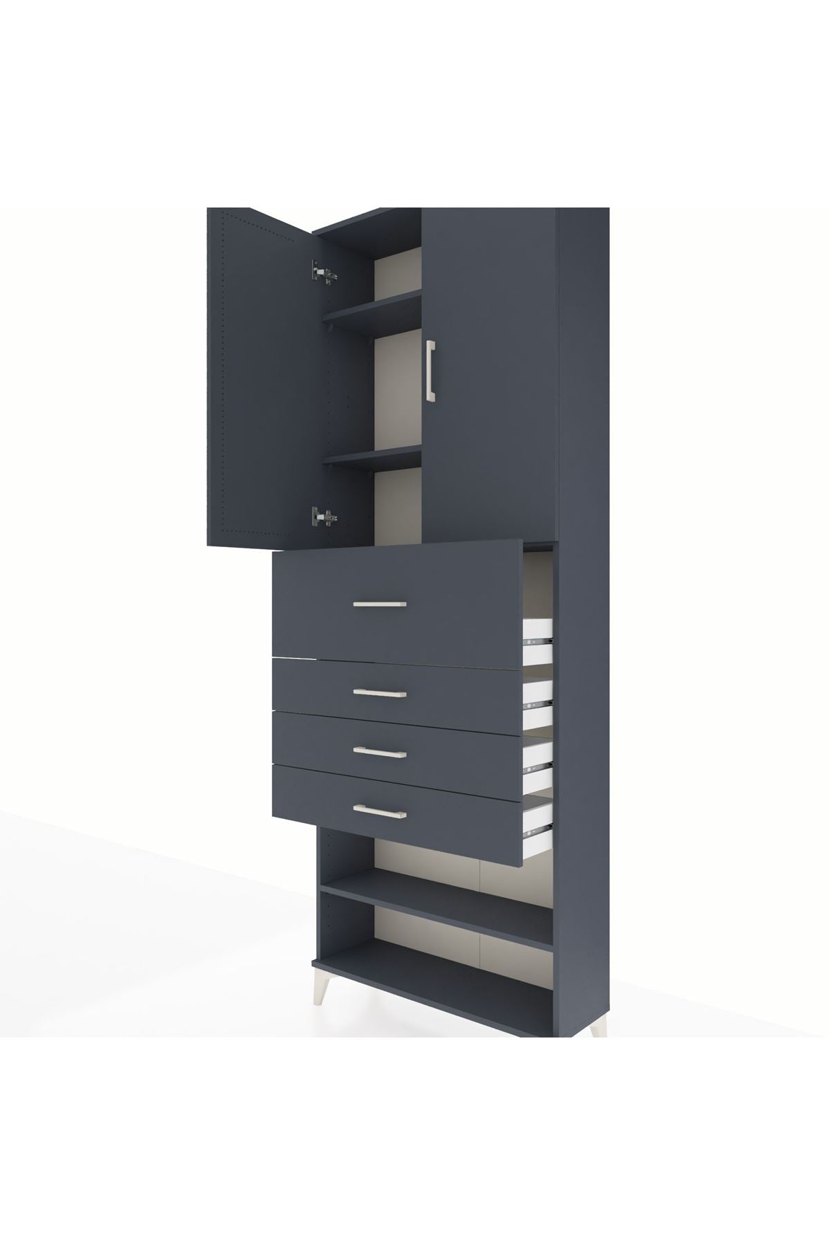 Arges Dolap 4 Raflı 4 Çekmeceli 2 Kapaklı 88x30x243 - S33M119V5A