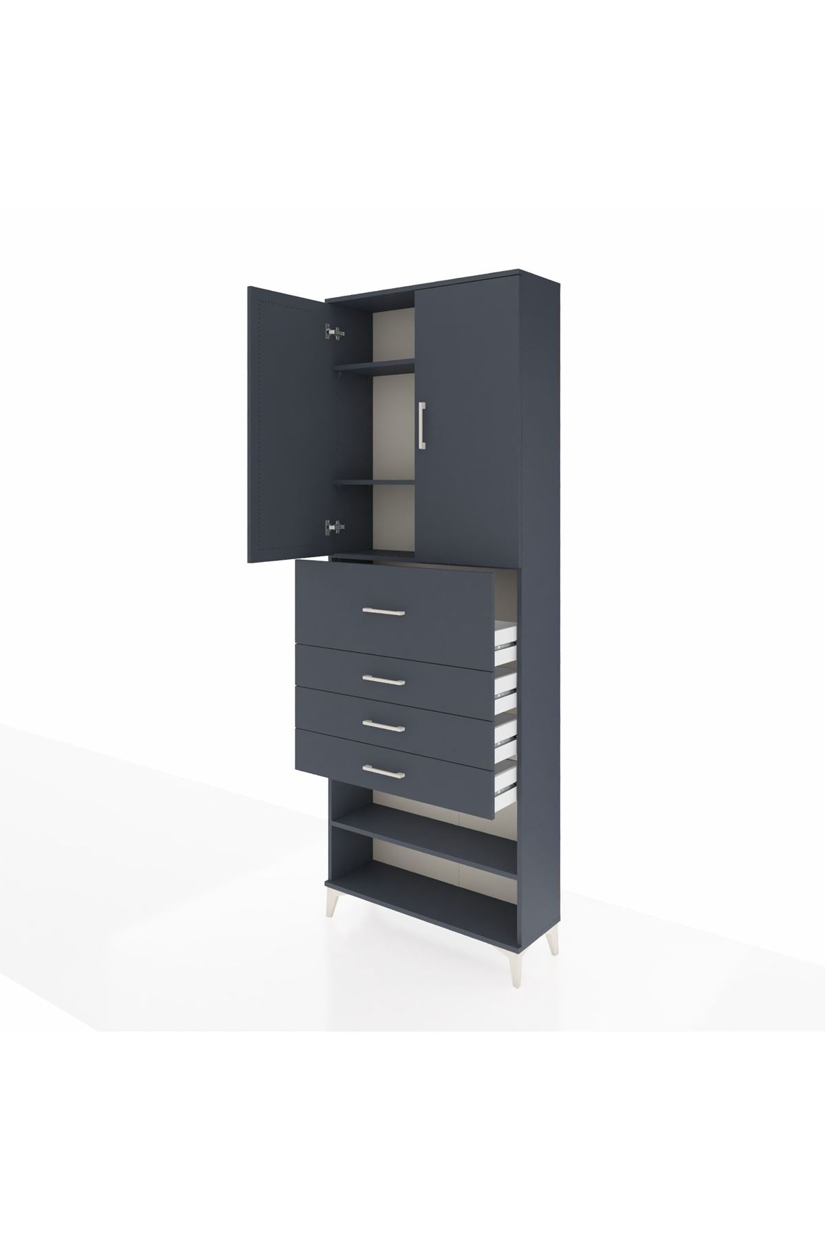 Arges Dolap 4 Raflı 4 Çekmeceli 2 Kapaklı 88x30x243 - S33M119V5A
