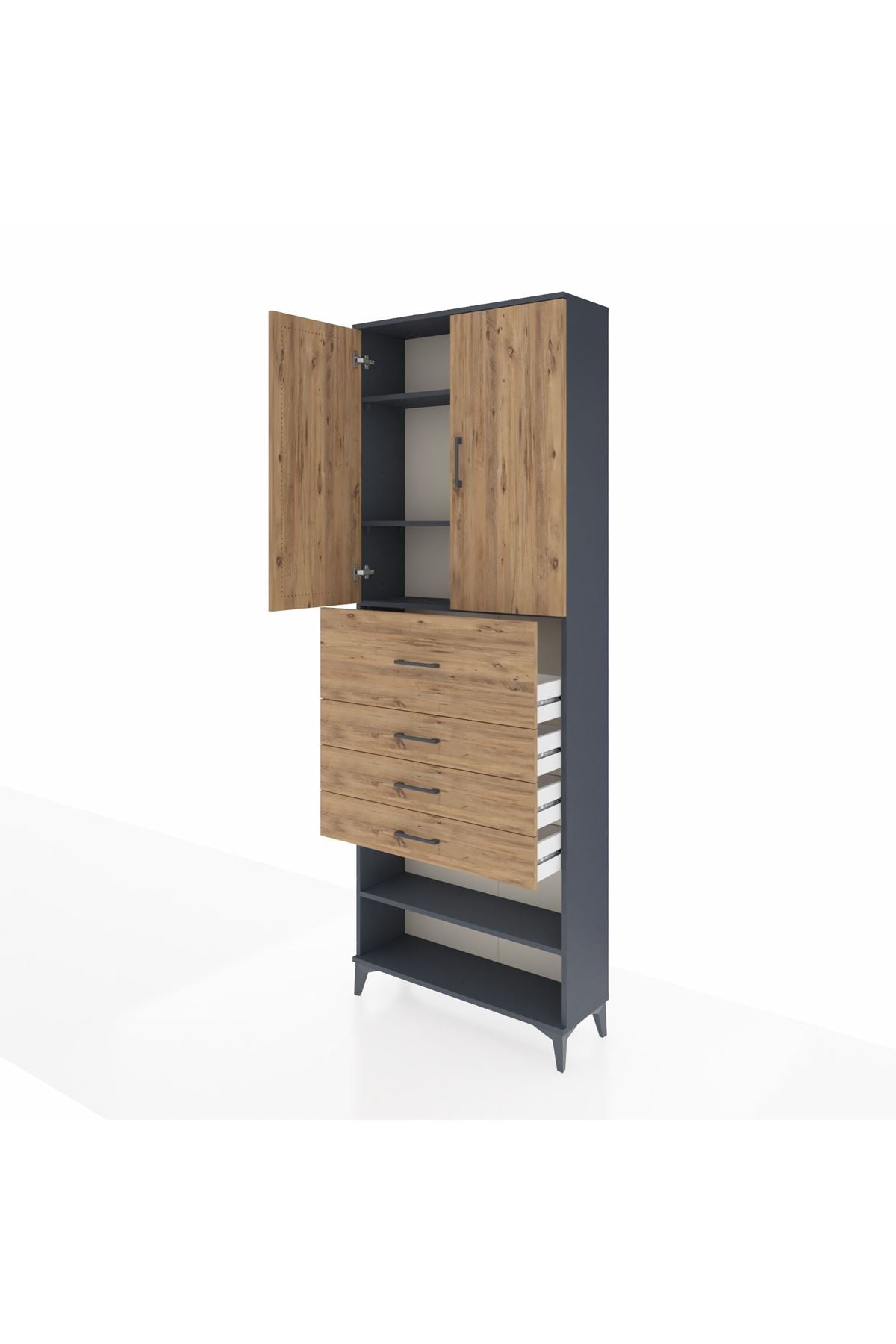 Arges Dolap 4 Raflı 4 Çekmeceli 2 Kapaklı 88x30x243 - S33M119V6A