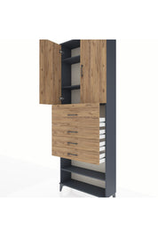 Arges Dolap 4 Raflı 4 Çekmeceli 2 Kapaklı 88x30x243 - S33M119V6A