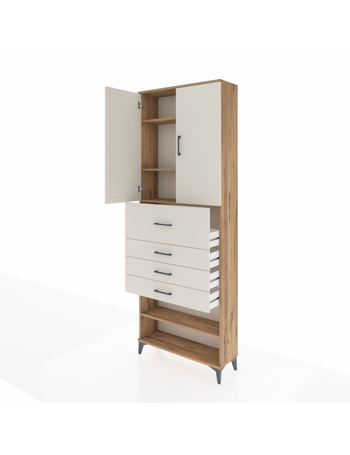Arges Dolap 4 Raflı 4 Çekmeceli 2 Kapaklı 88x30x243 - S33M119V7A