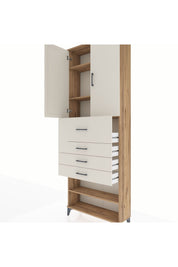Arges Dolap 4 Raflı 4 Çekmeceli 2 Kapaklı 88x30x243 - S33M119V7A