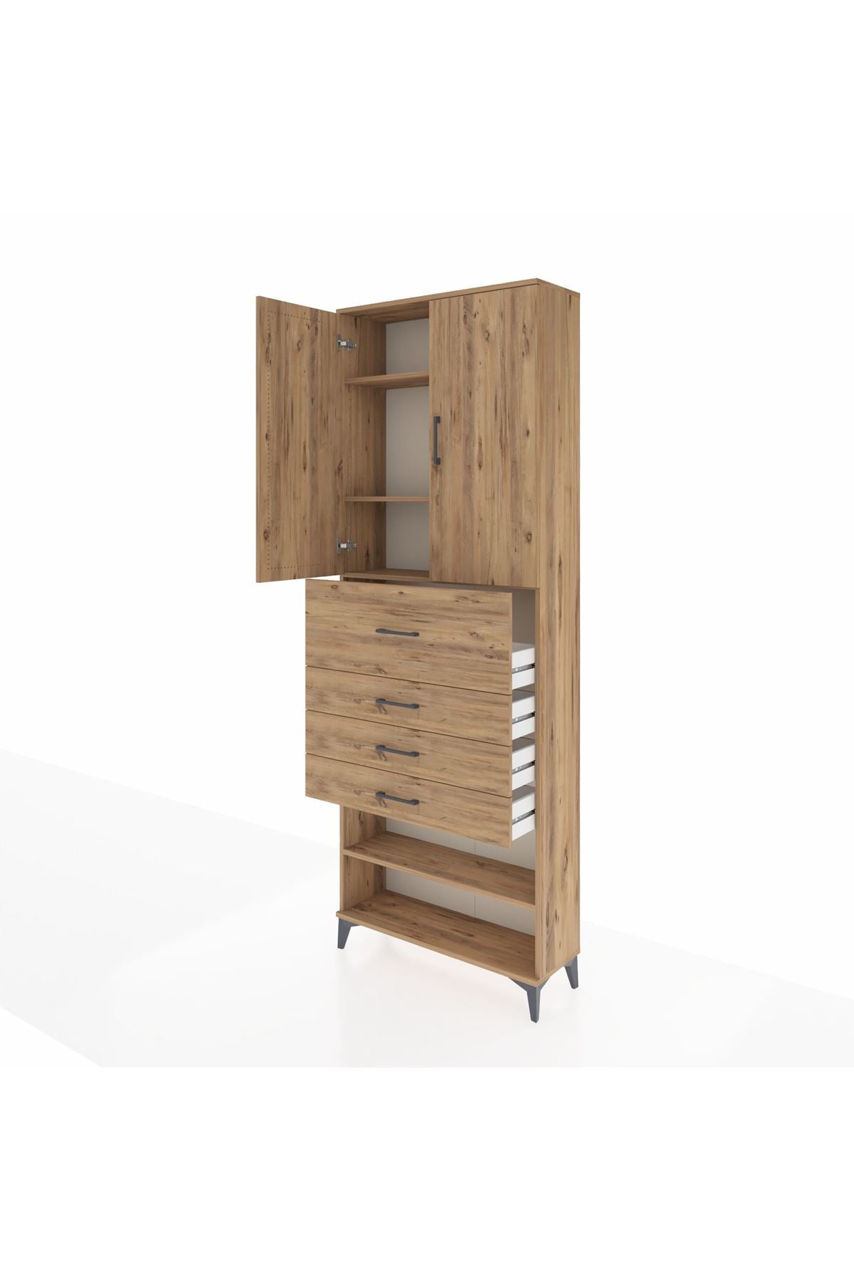 Arges Dolap 4 Raflı 4 Çekmeceli 2 Kapaklı 88x30x243 - S33M119V9A