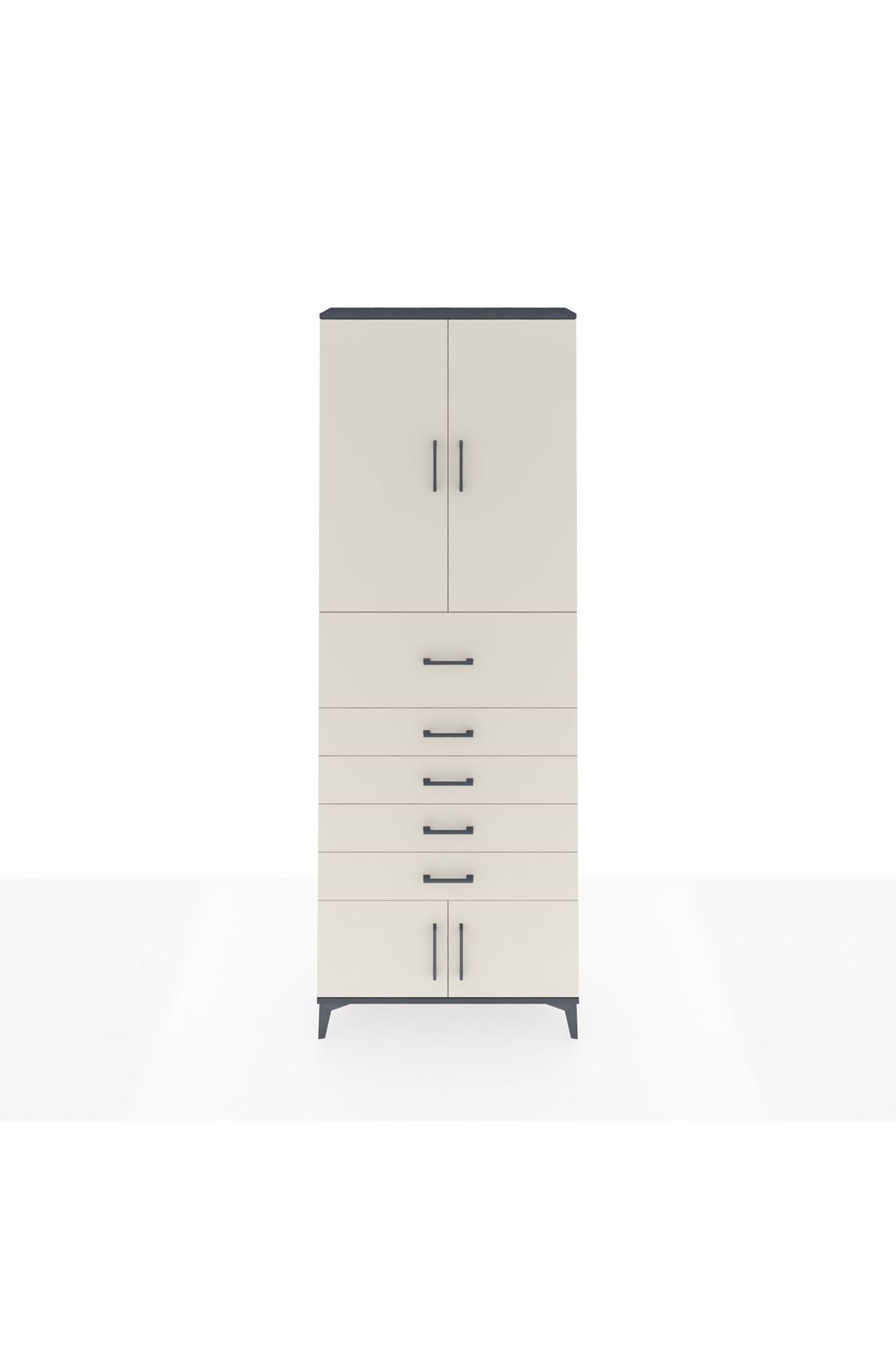 Arges Dolap 3 Raflı 5 Çekmeceli 4 Kapaklı 88x30x243 - S33M121V4A