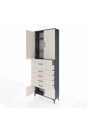 Arges Dolap 3 Raflı 5 Çekmeceli 4 Kapaklı 88x30x243 - S33M121V4A