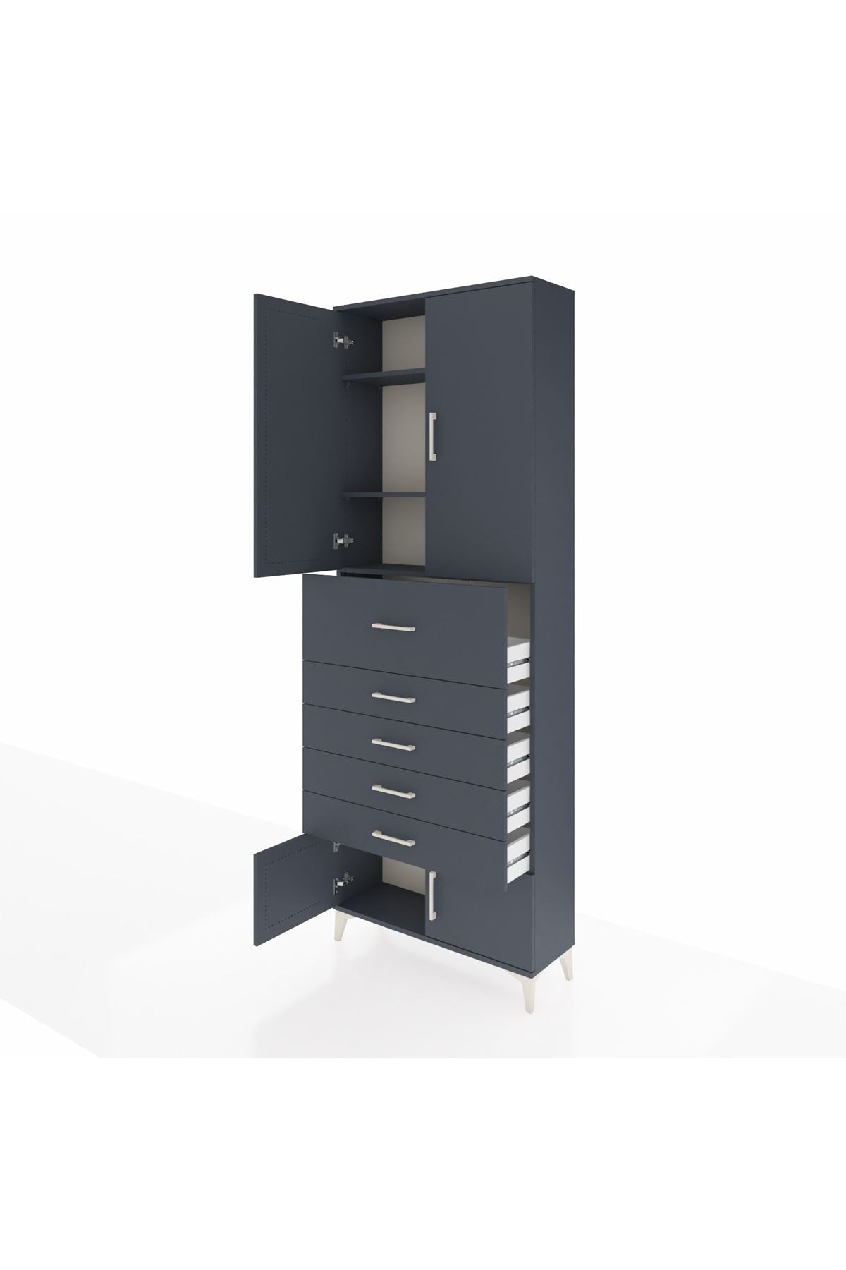 Arges Dolap 3 Raflı 5 Çekmeceli 4 Kapaklı 88x30x243 - S33M121V5A