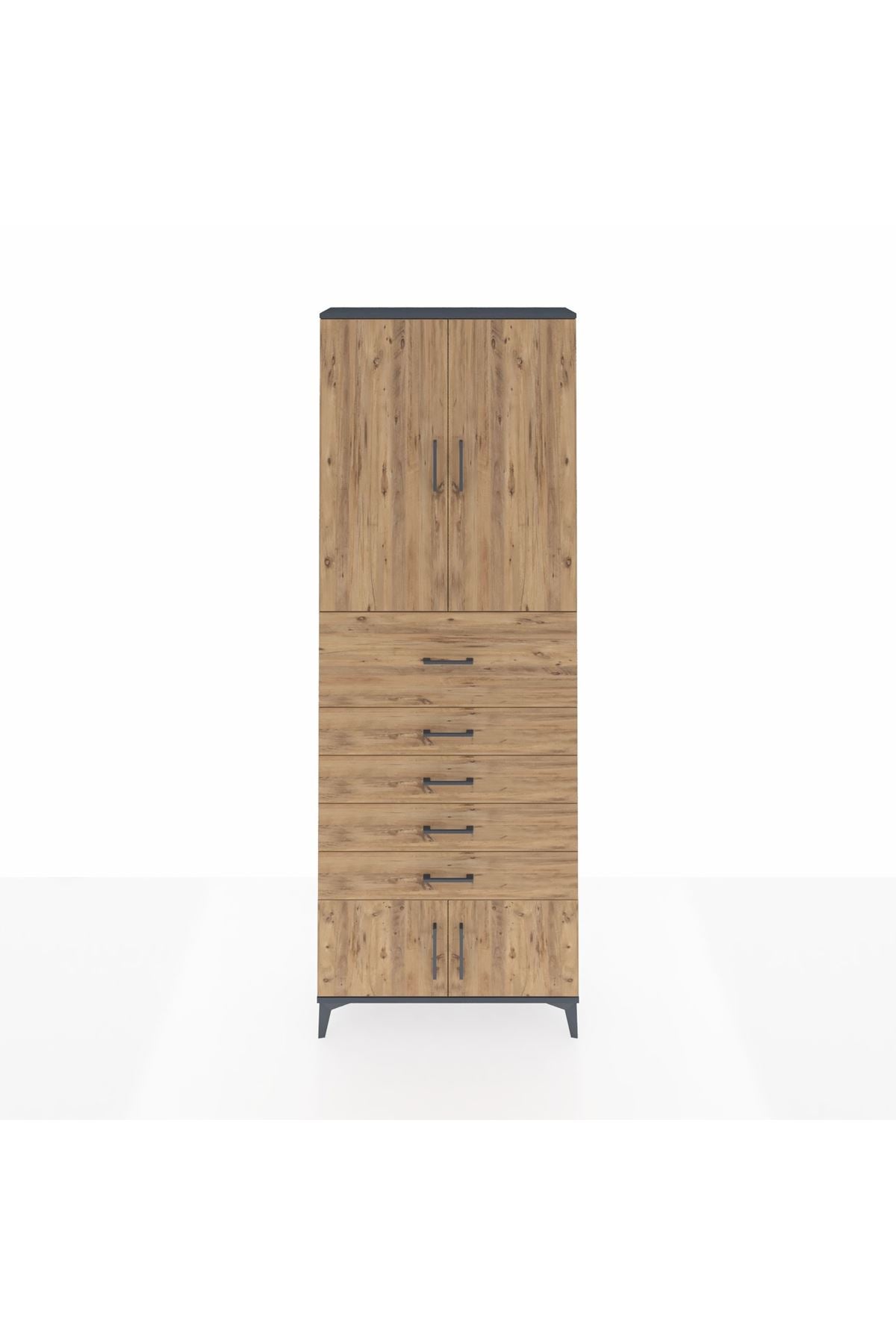 Arges Dolap 3 Raflı 5 Çekmeceli 4 Kapaklı 88x30x243 - S33M121V6A