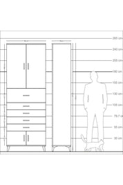 Arges Dolap 3 Raflı 5 Çekmeceli 4 Kapaklı 88x30x243 - S33M121V6A