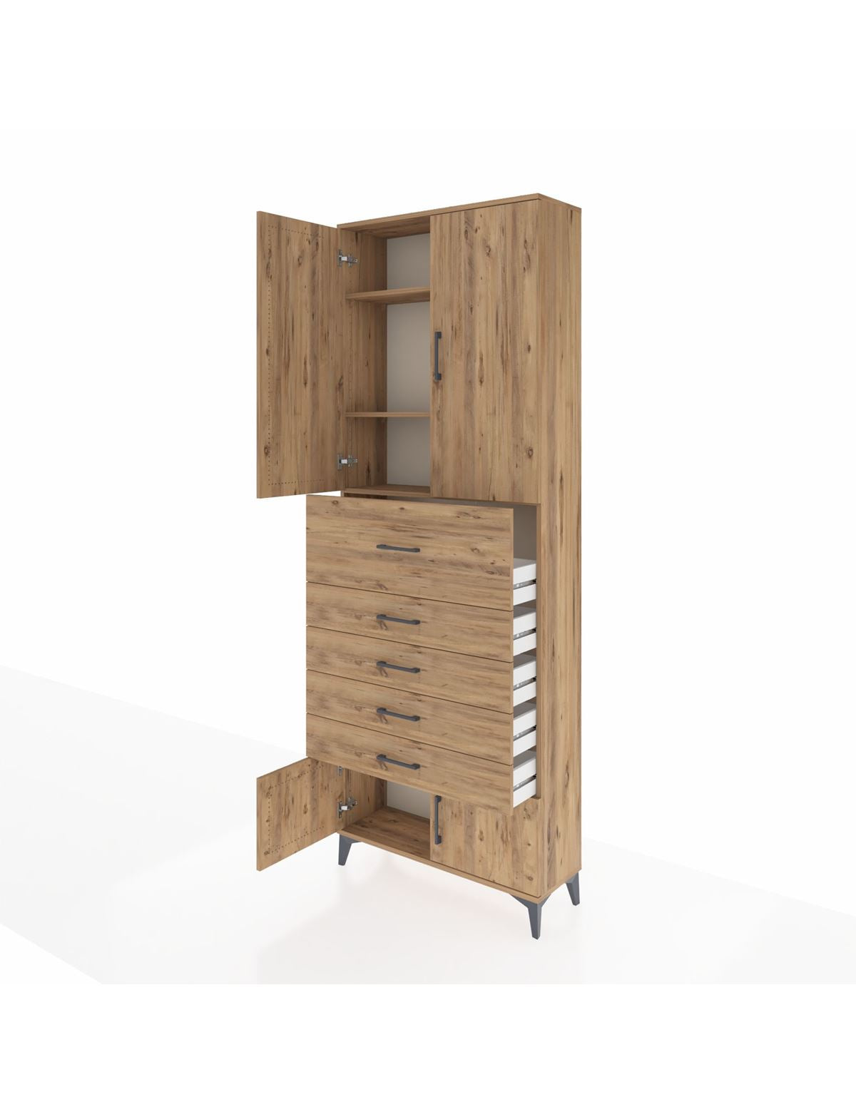 Arges Dolap 3 Raflı 5 Çekmeceli 4 Kapaklı 88x30x243 - S33M121V9A
