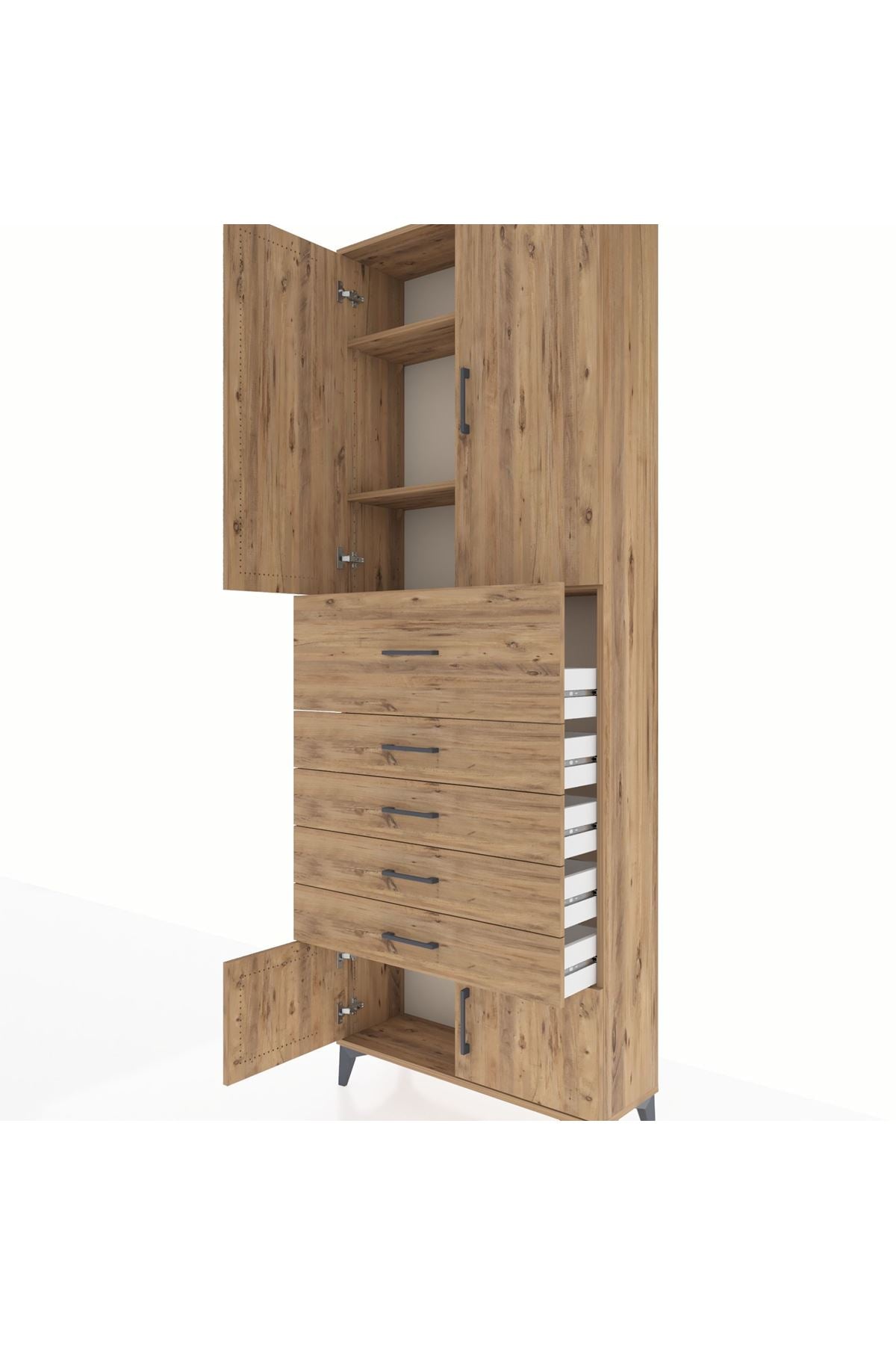Arges Dolap 3 Raflı 5 Çekmeceli 4 Kapaklı 88x30x243 - S33M121V9A