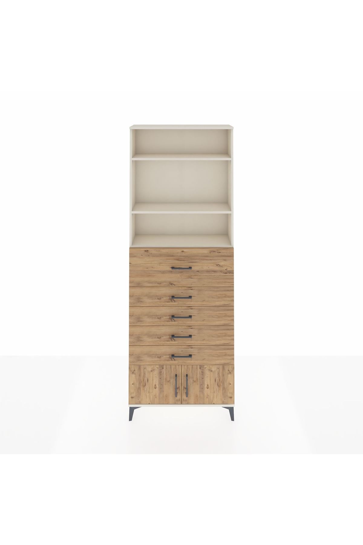 Arges Dolap 3 Raflı 5 Çekmeceli 2 Kapaklı 88x30x243 - S33M122V3A