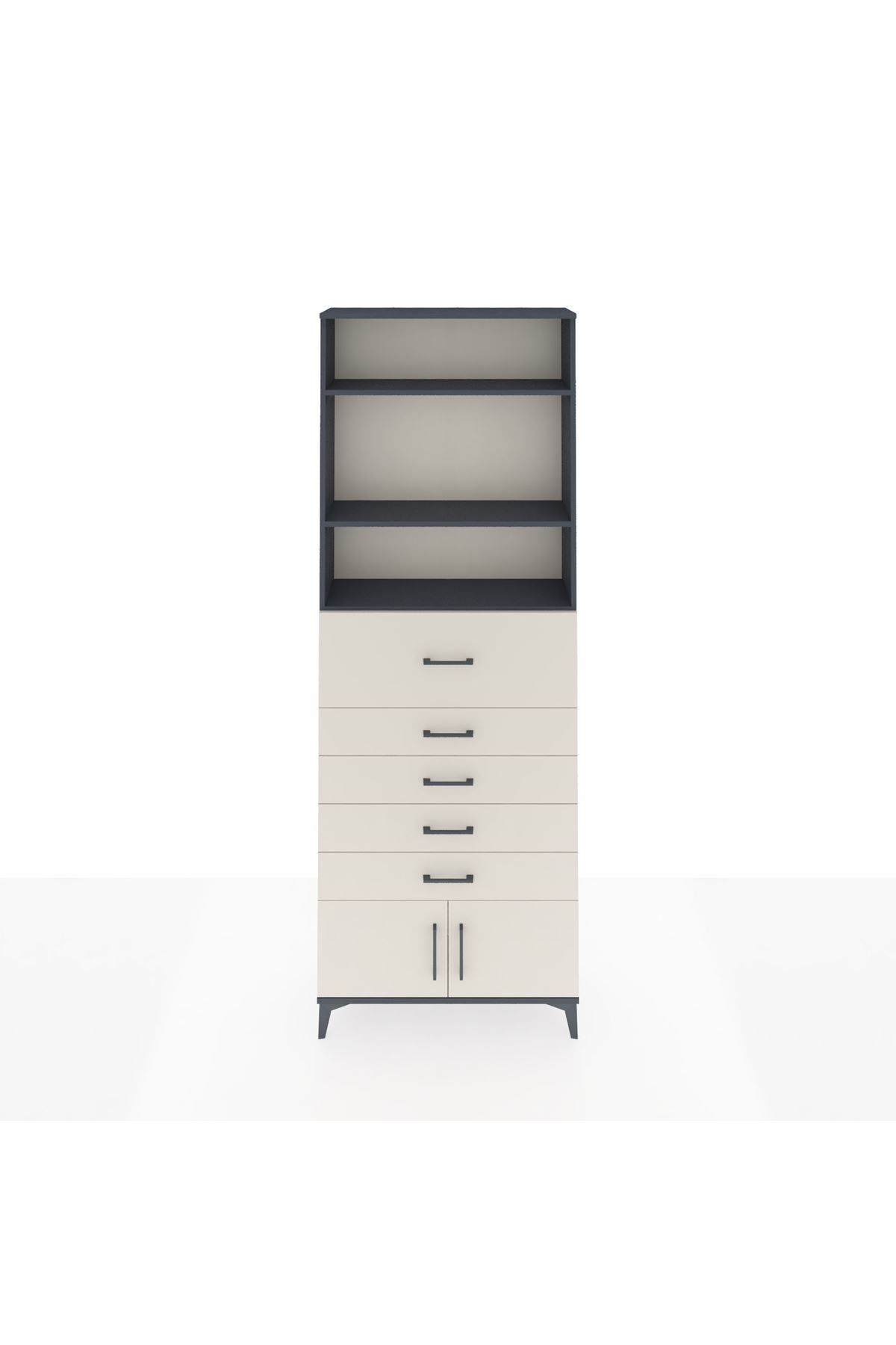 Arges Dolap 3 Raflı 5 Çekmeceli 2 Kapaklı 88x30x243 - S33M122V4A