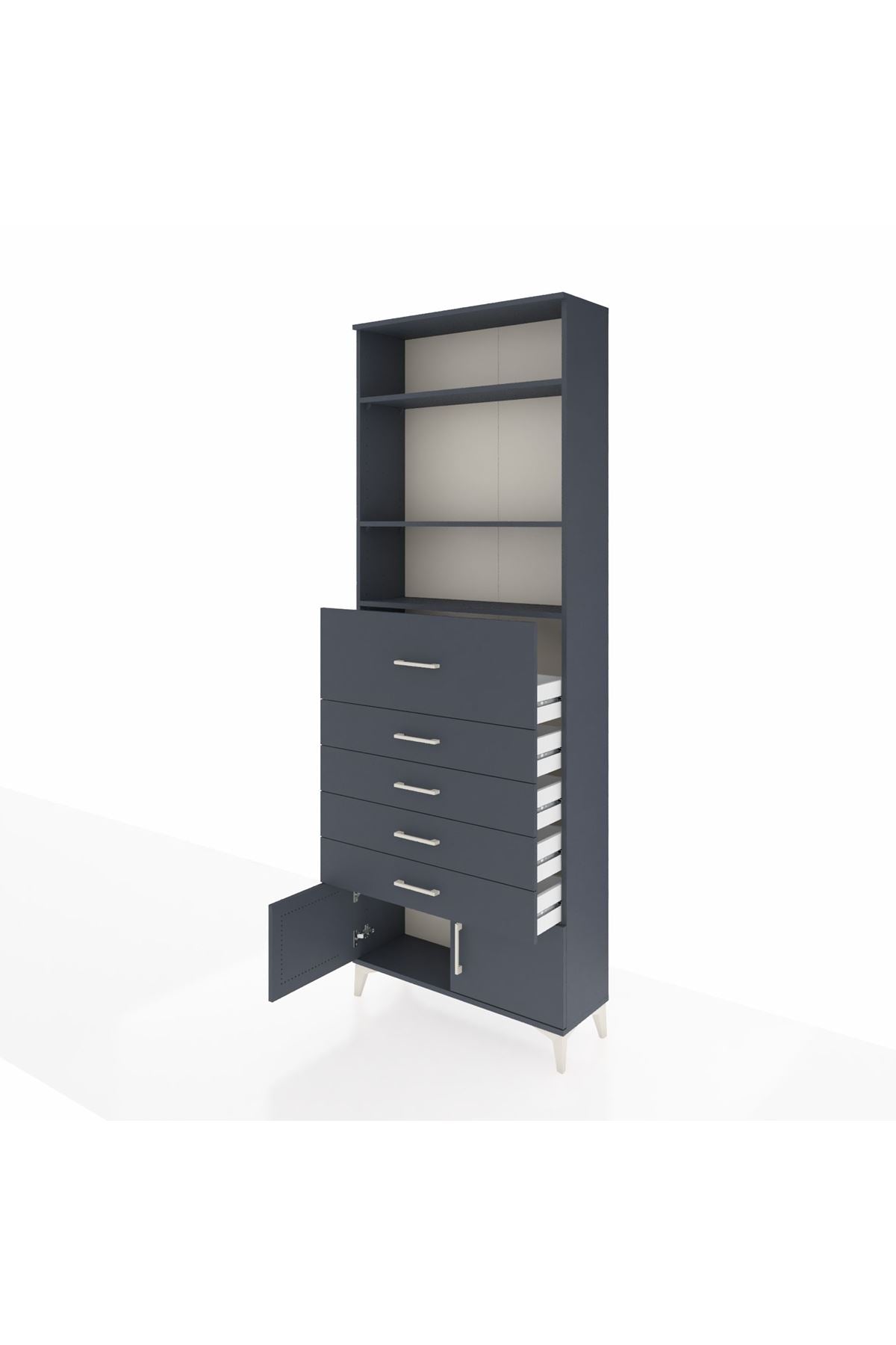 Arges Dolap 3 Raflı 5 Çekmeceli 2 Kapaklı 88x30x243 - S33M122V5A