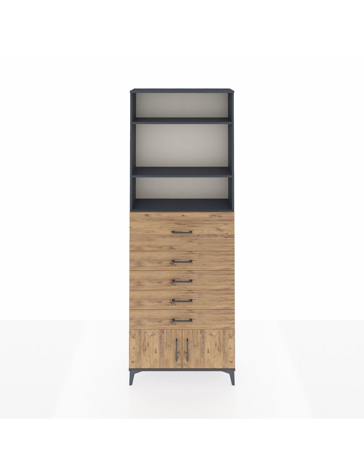 Arges Dolap 3 Raflı 5 Çekmeceli 2 Kapaklı 88x30x243 - S33M122V6A