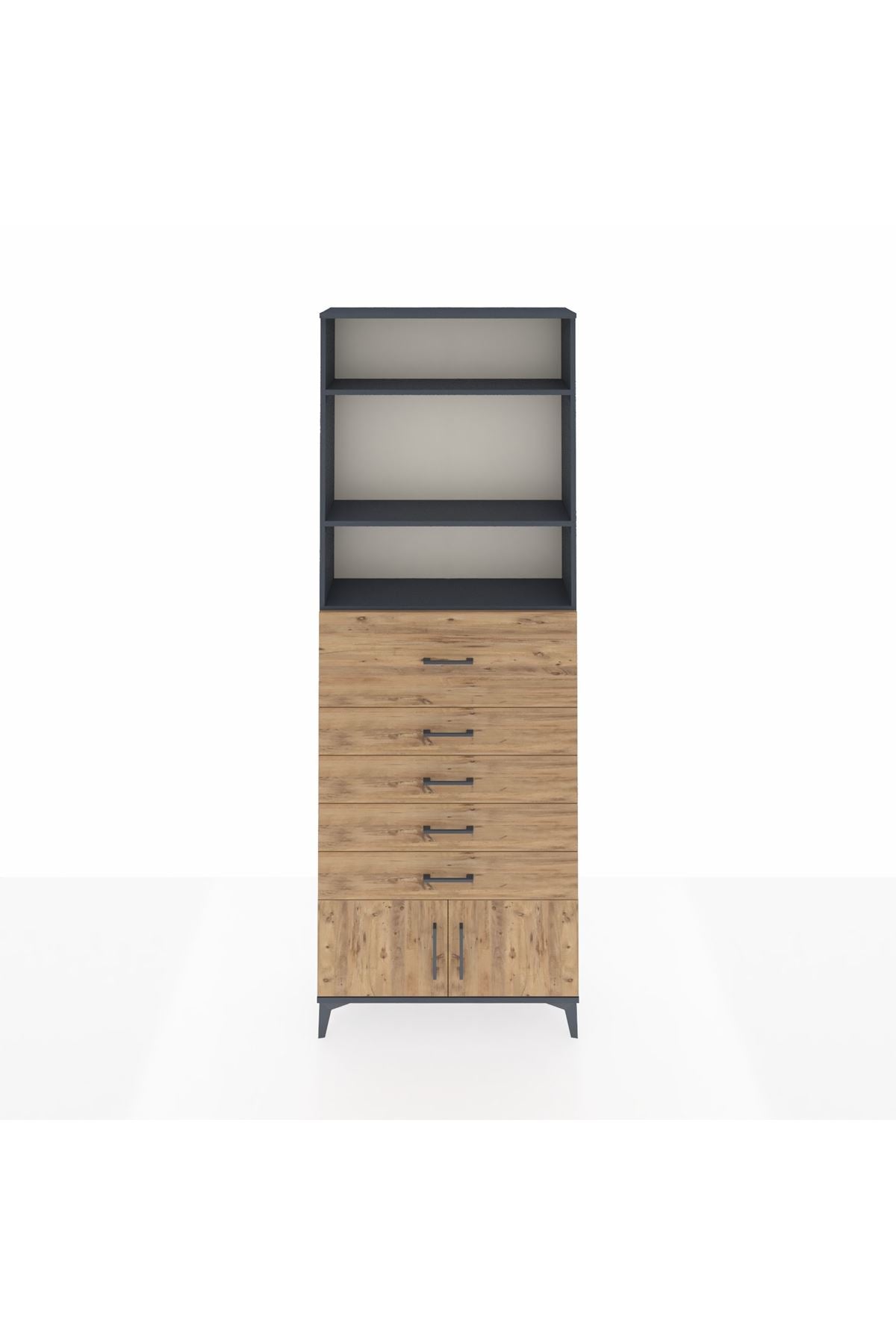 Arges Dolap 3 Raflı 5 Çekmeceli 2 Kapaklı 88x30x243 - S33M122V6A